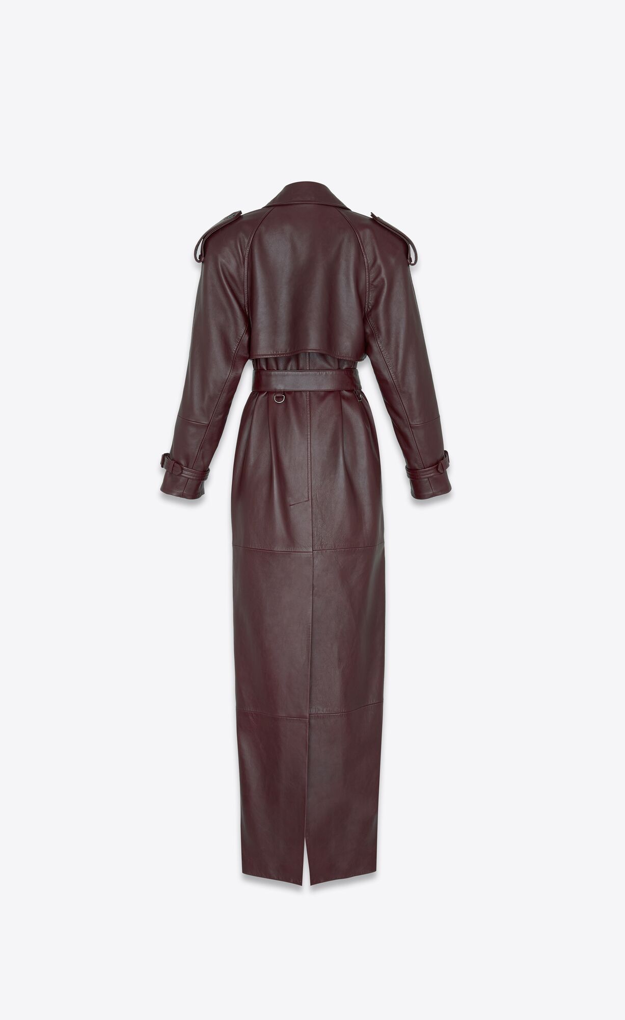 YSL Long Trench In Shiny Lambskin Bordove | 53421-XZJT