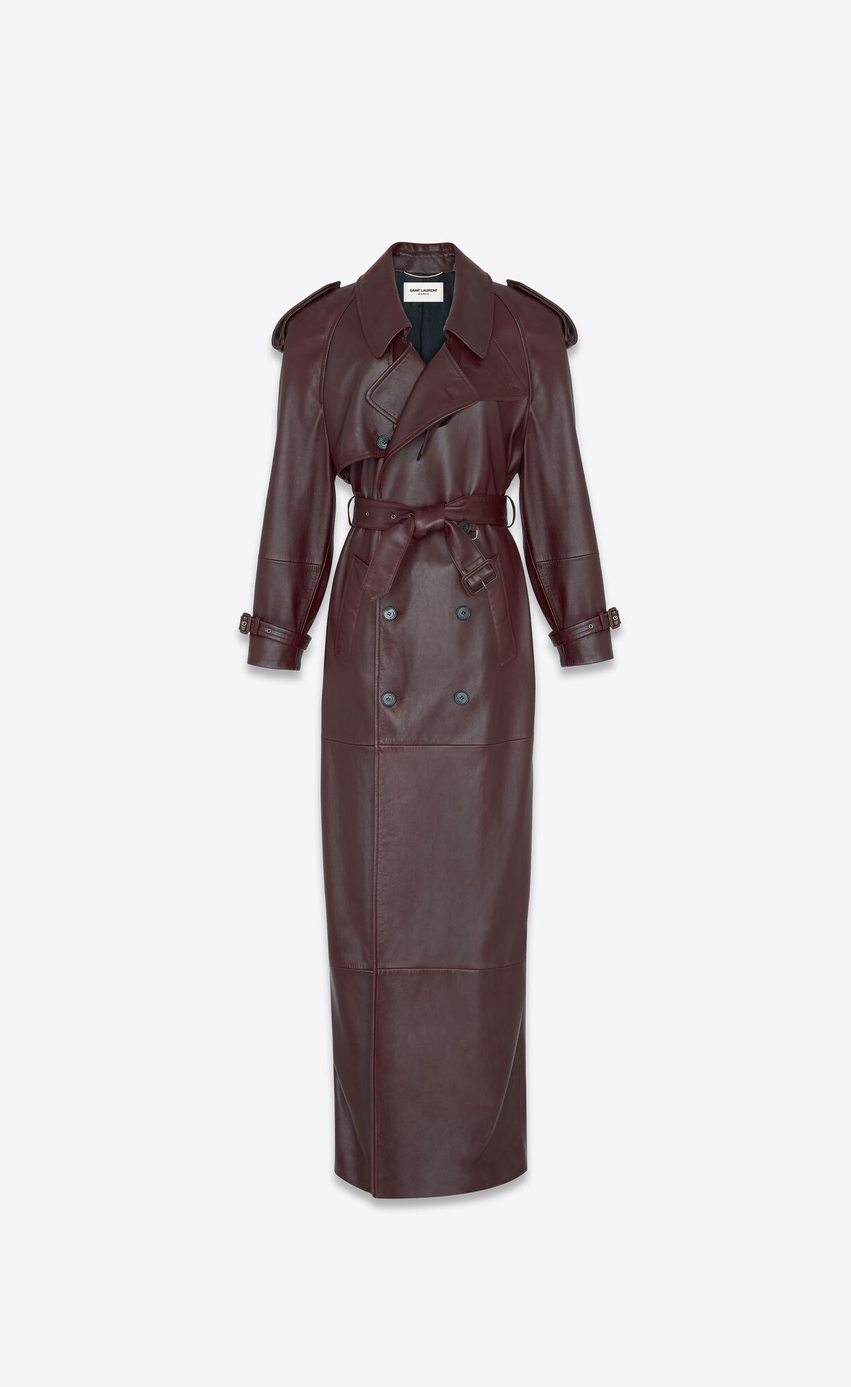 YSL Long Trench In Shiny Lambskin Bordove | 53421-XZJT