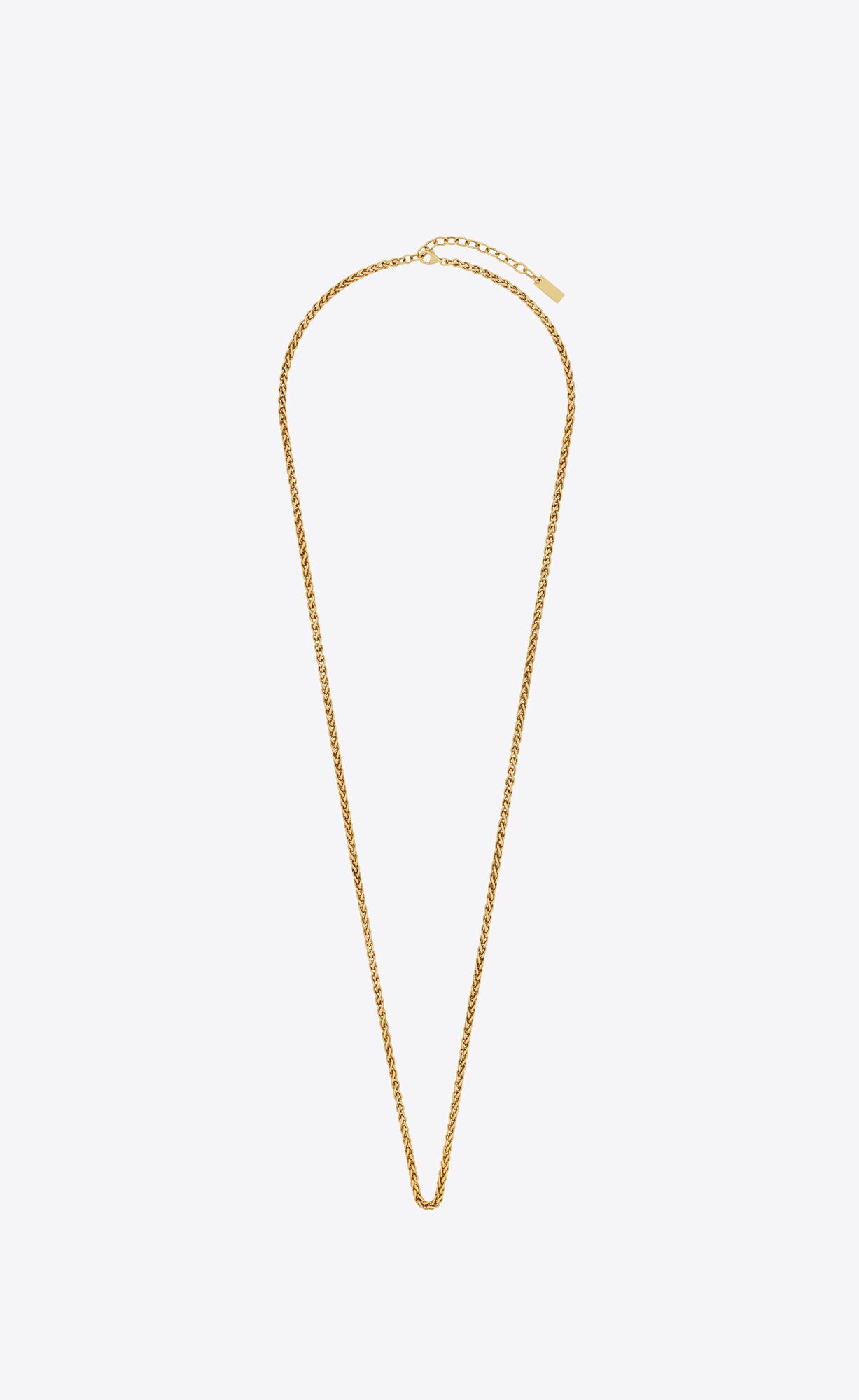 YSL Long Wheat Chain Necklace In Metal Zlate | 96730-LPWH