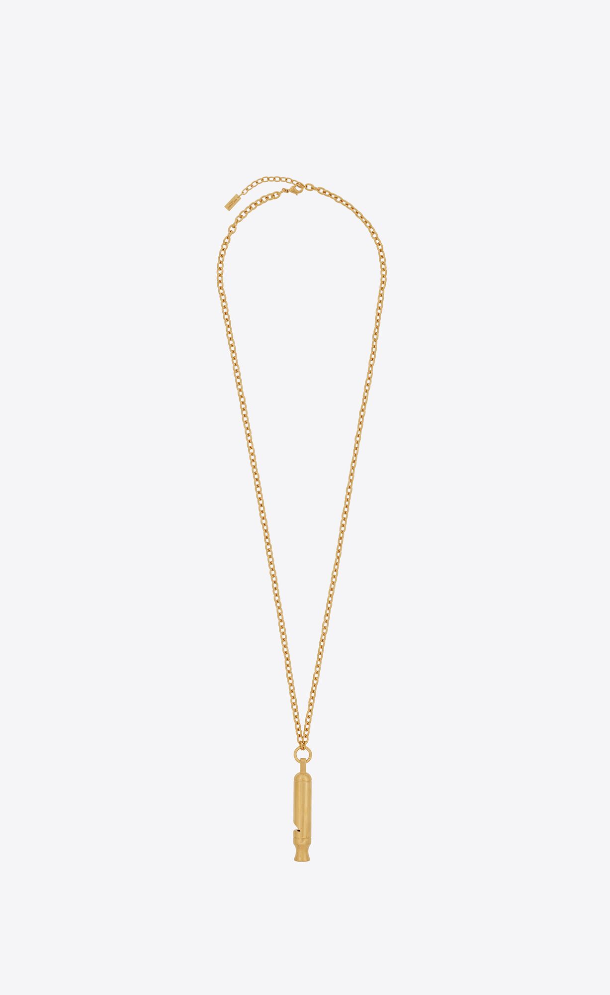 YSL Long Whistle Charm Necklace In Metal Zlate | 50479-CRMO