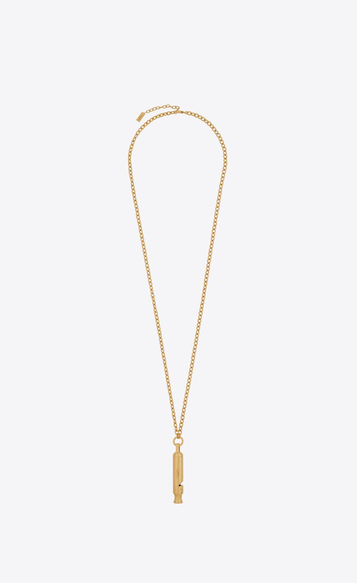 YSL Long Whistle Charm Necklace In Metal Zlate | 50479-CRMO