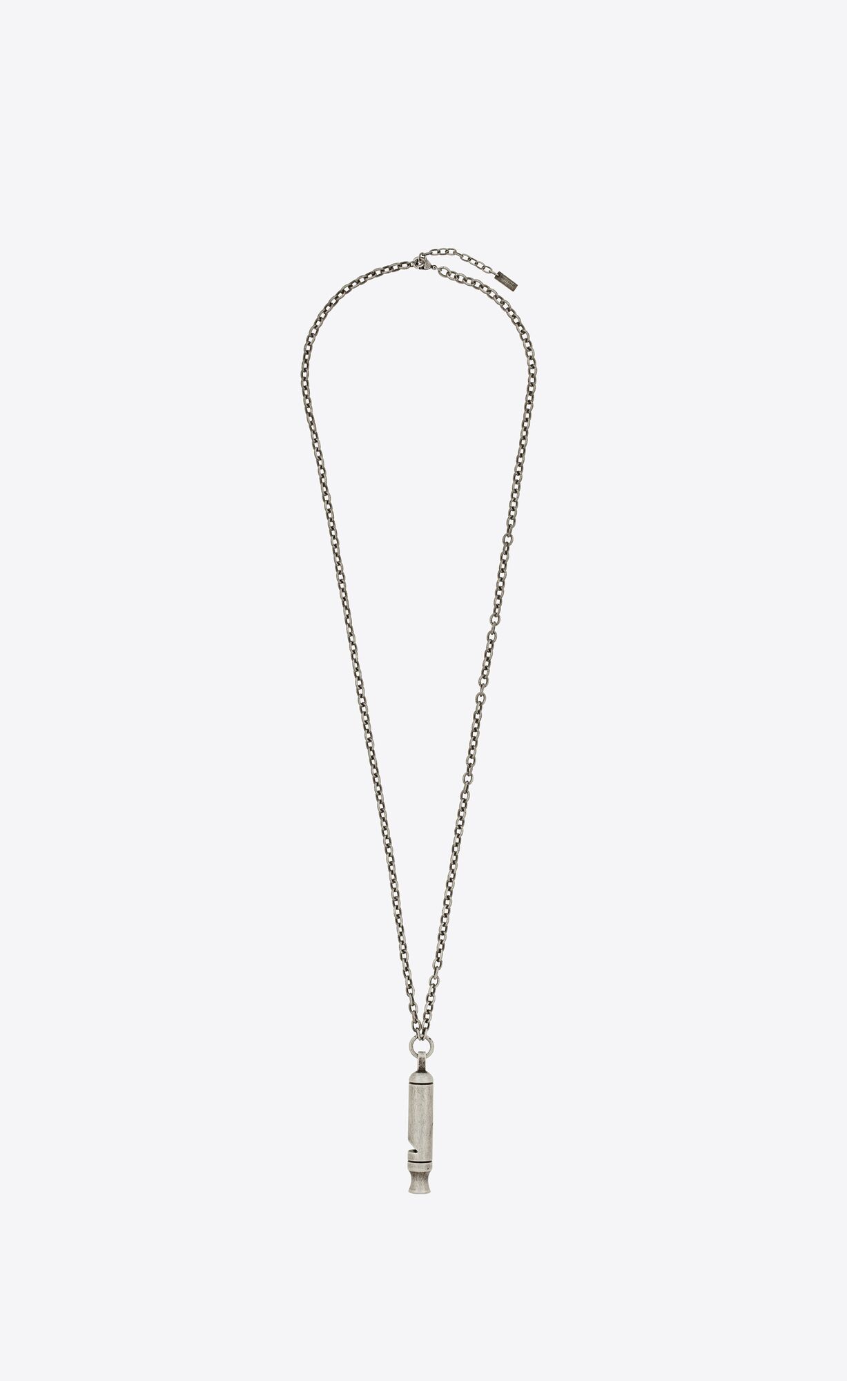 YSL Long Whistle Charm Necklace In Metal Strieborne | 78214-TVSU