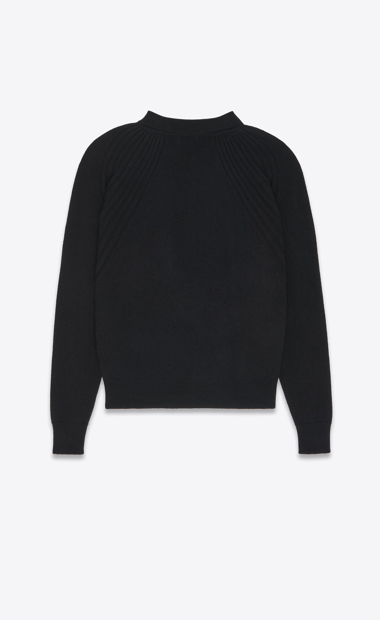 YSL Long-sleeve Polo Shirt In Cashmere Noir | 34712-ROEJ