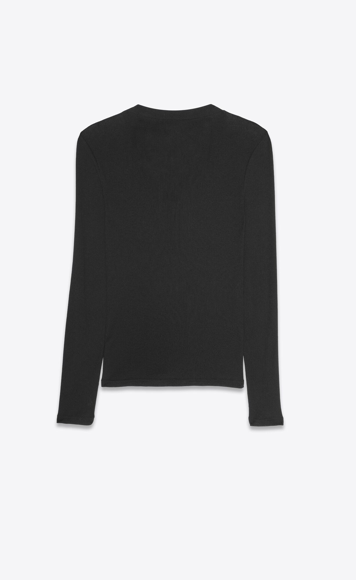 YSL Long-sleeve T-shirt In Rebrovaný Jersey Noir | 49210-RITZ