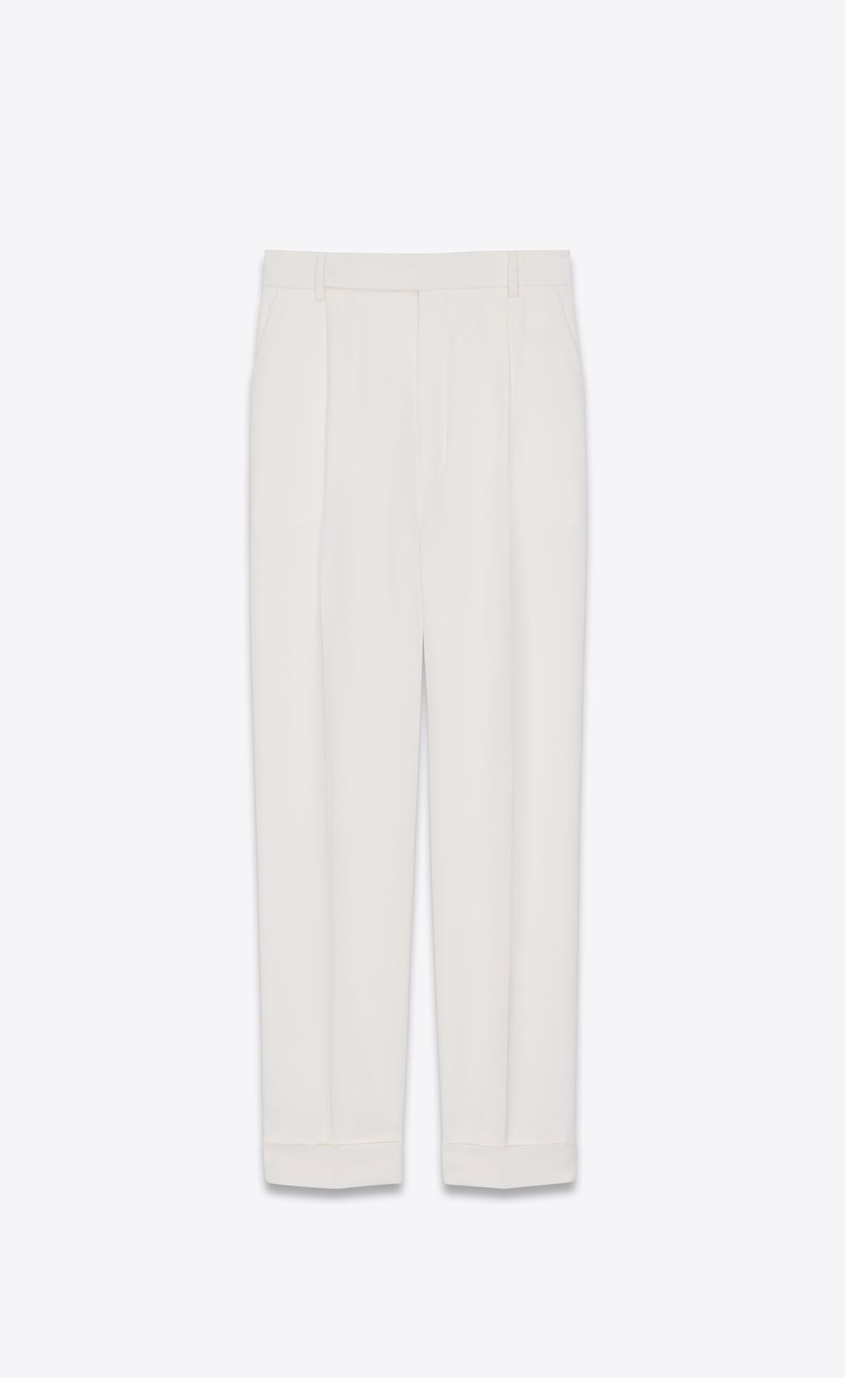 YSL Loose-fit Pants In Grain De Poudre Chalk | 08139-EAVI