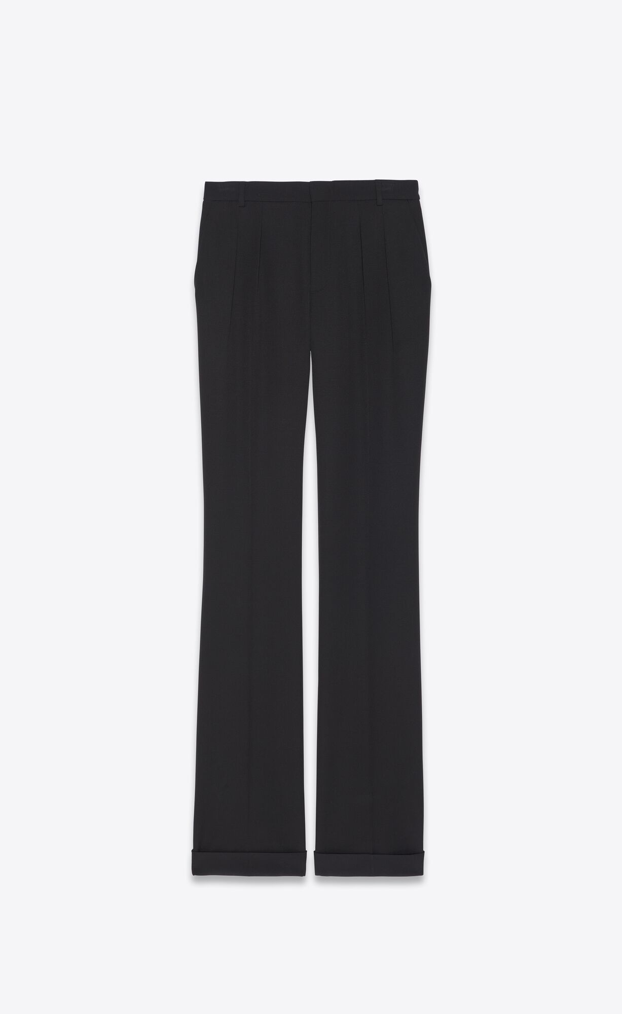 YSL Loose-fit Pants In Grain De Poudre Noir | 95106-UJKZ