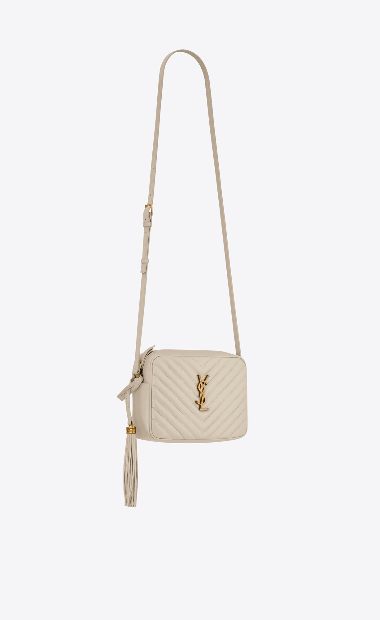 YSL Lou Camera Bag In Prešívané Kozene Blanc Vintage | 72531-UBPR