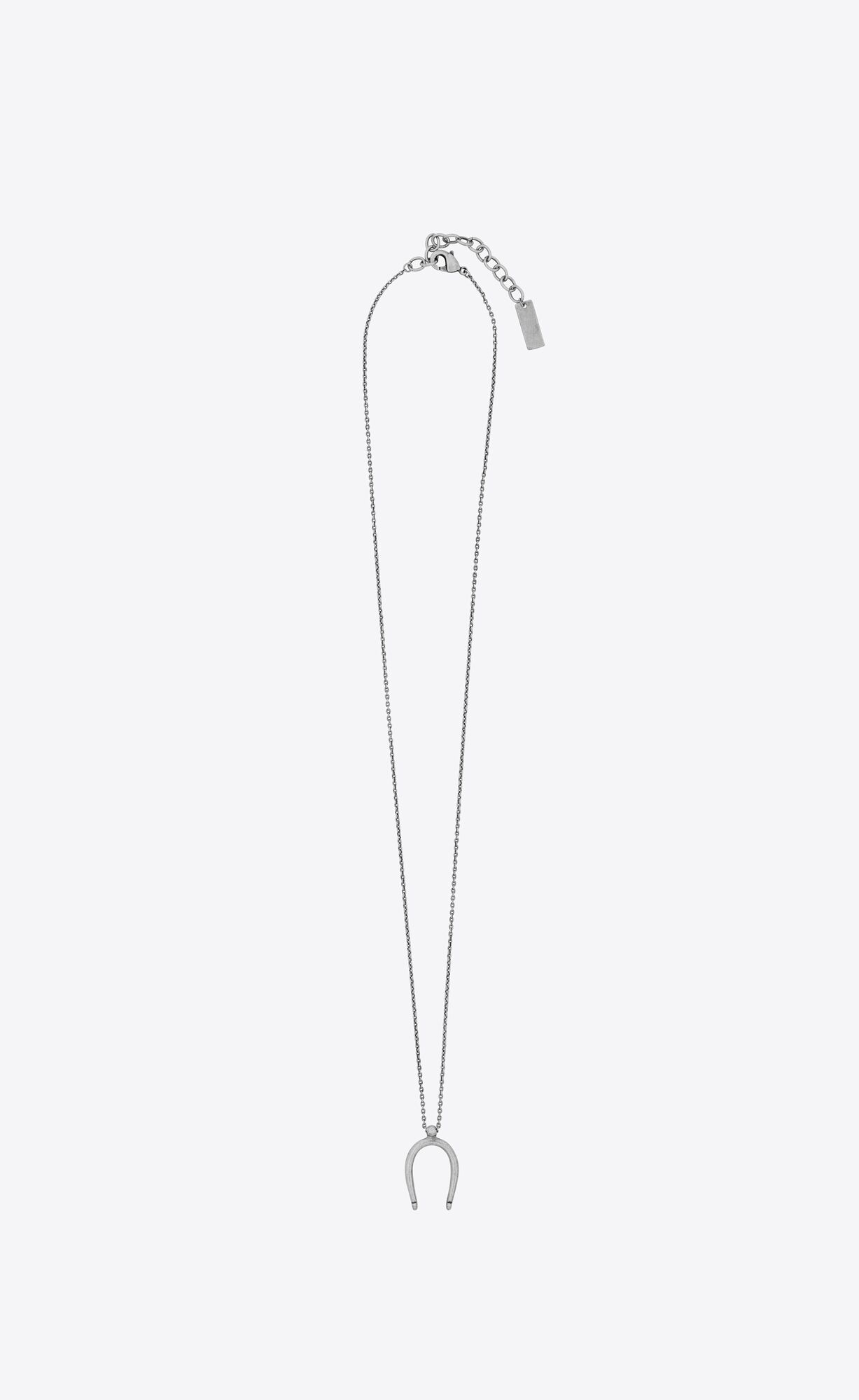 YSL Lucky Bone Charm Necklace In Metal Strieborne | 09836-AXLZ