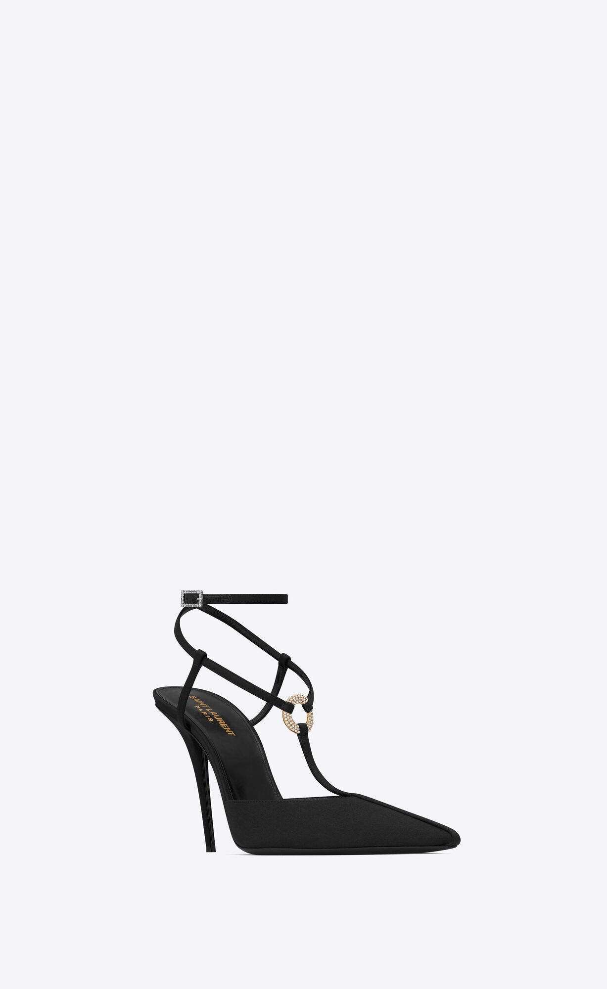 YSL Luna Slingback Pumps In Crepe Satin Čierne | 94805-LIKO