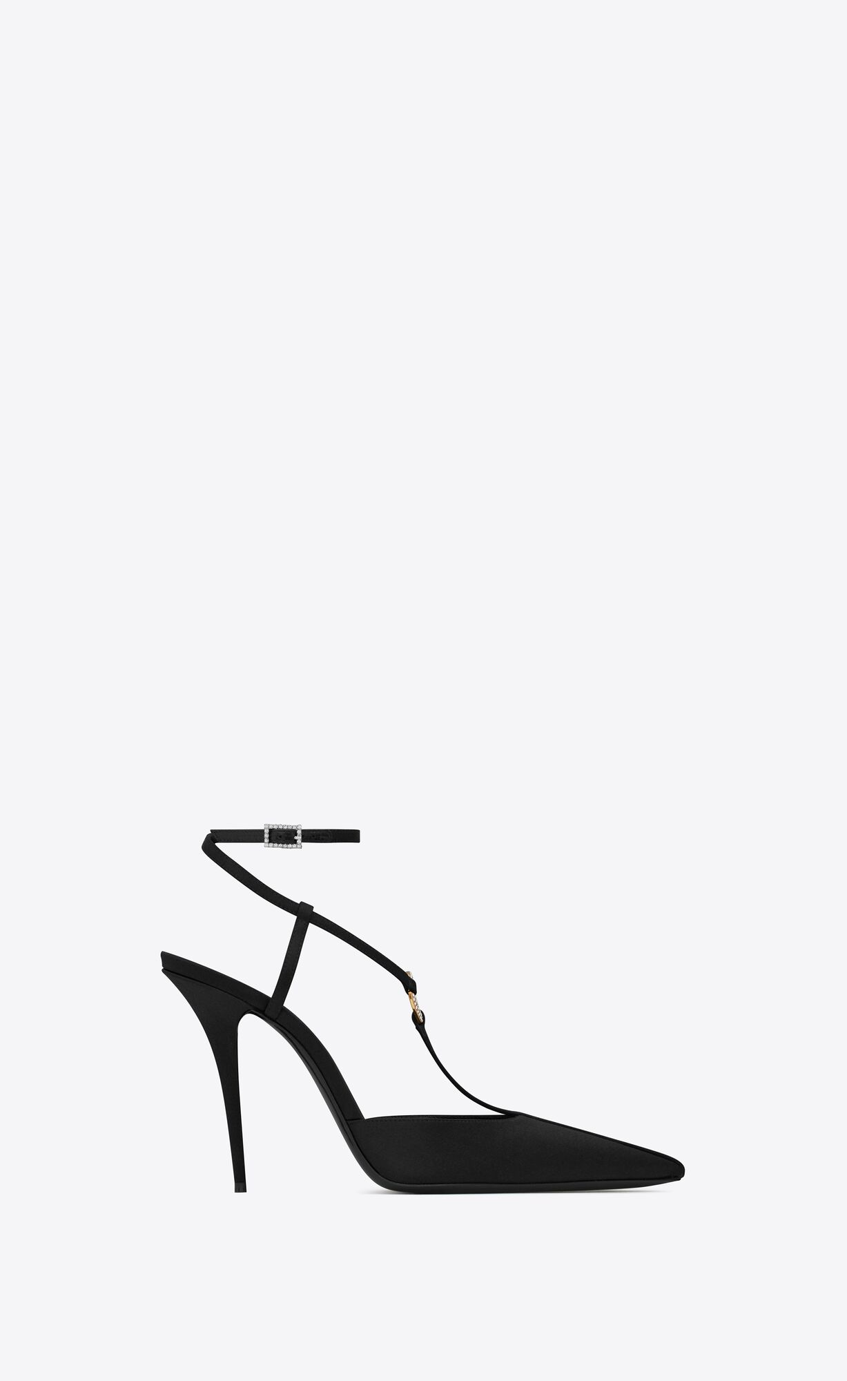 YSL Luna Slingback Pumps In Crepe Satin Čierne | 94805-LIKO