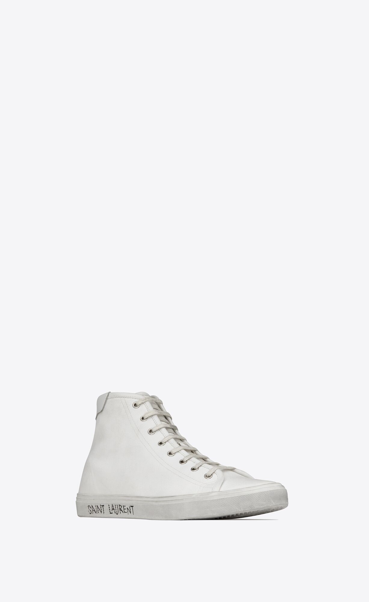 YSL Malibu Stredne-top Sneakers In Platene And Kozene Biele | 31975-VTHC