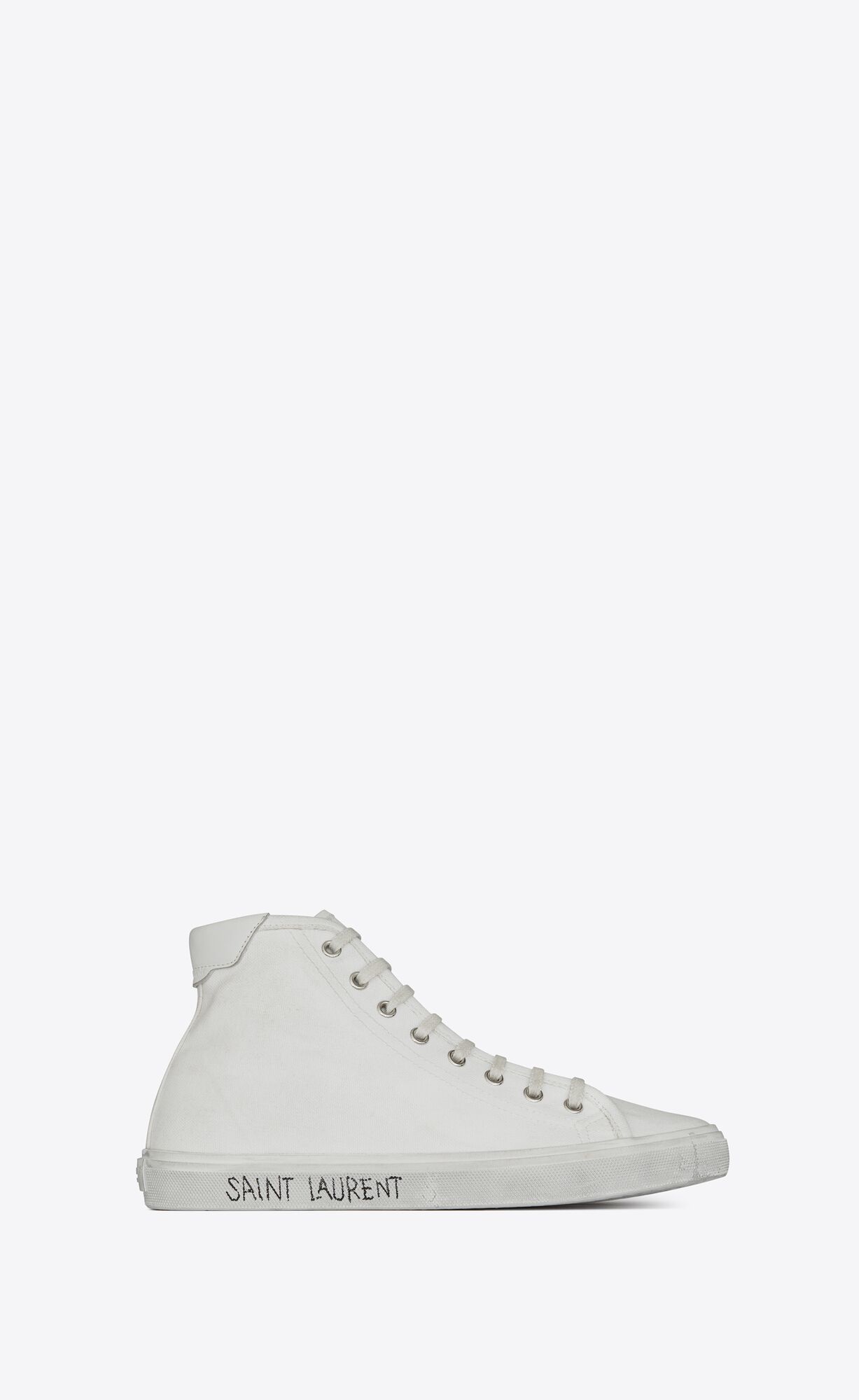 YSL Malibu Stredne-top Sneakers In Platene And Kozene Biele | 31975-VTHC