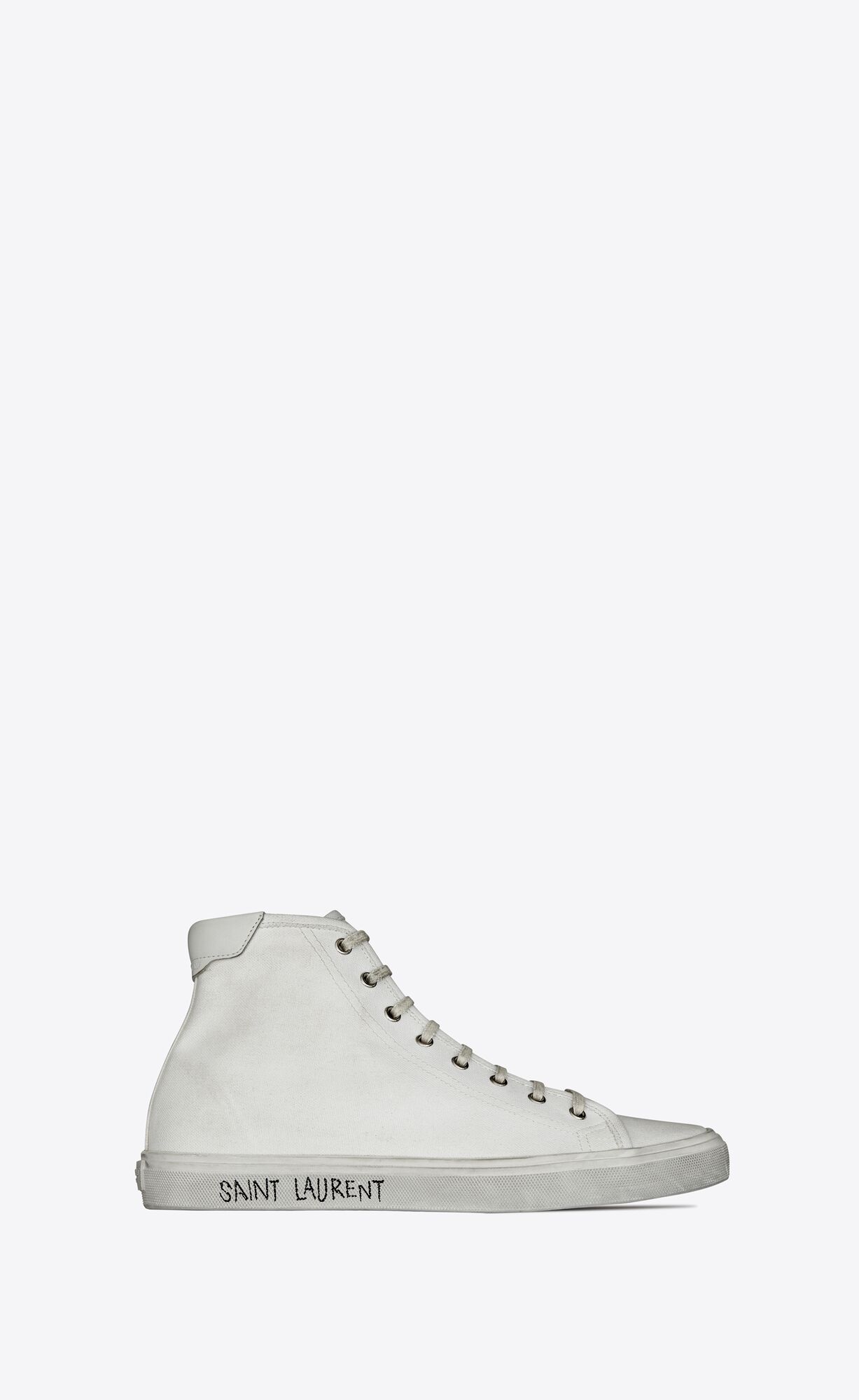 YSL Malibu Stredne-top Sneakers In Platene And Kozene Biele | 79342-PLEX