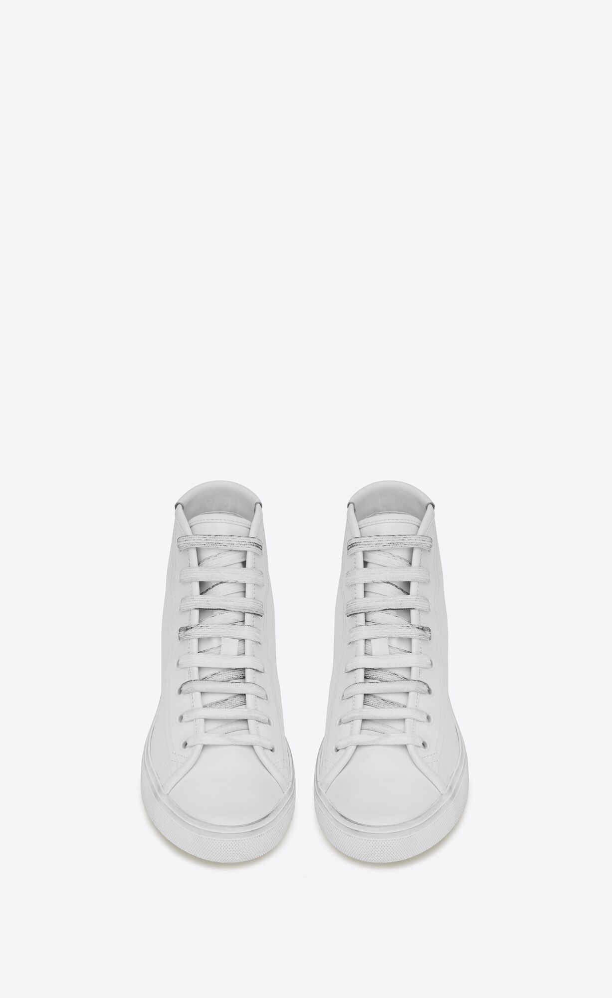 YSL Malibu Stredne-top Sneakers In Smooth Kozene Biele | 17509-LCHM