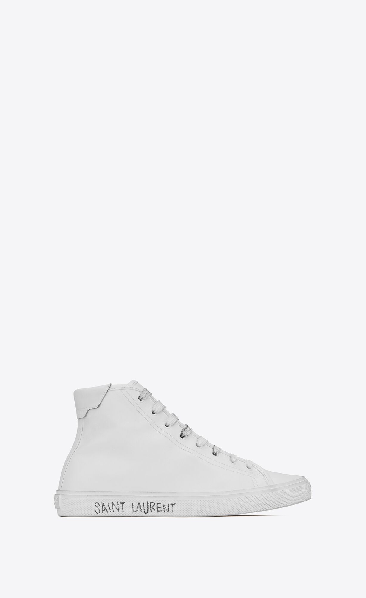 YSL Malibu Stredne-top Sneakers In Smooth Kozene Biele | 73854-GHSN