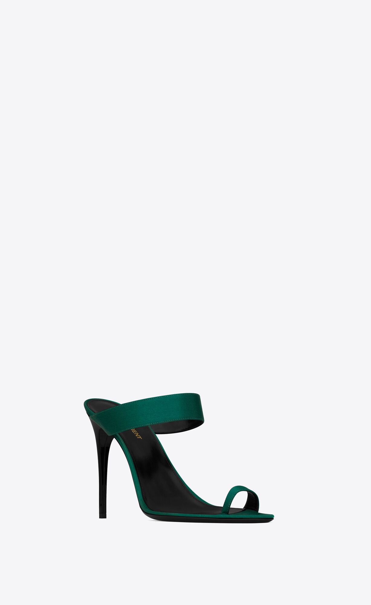 YSL Martha Mules In Crepe Satin Vert Sapin | 27493-TDVW