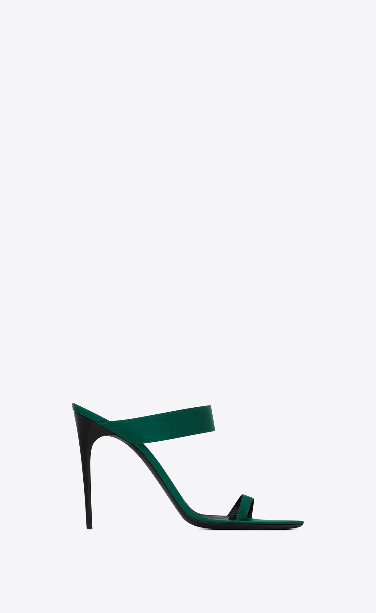 YSL Martha Mules In Crepe Satin Vert Sapin | 27493-TDVW