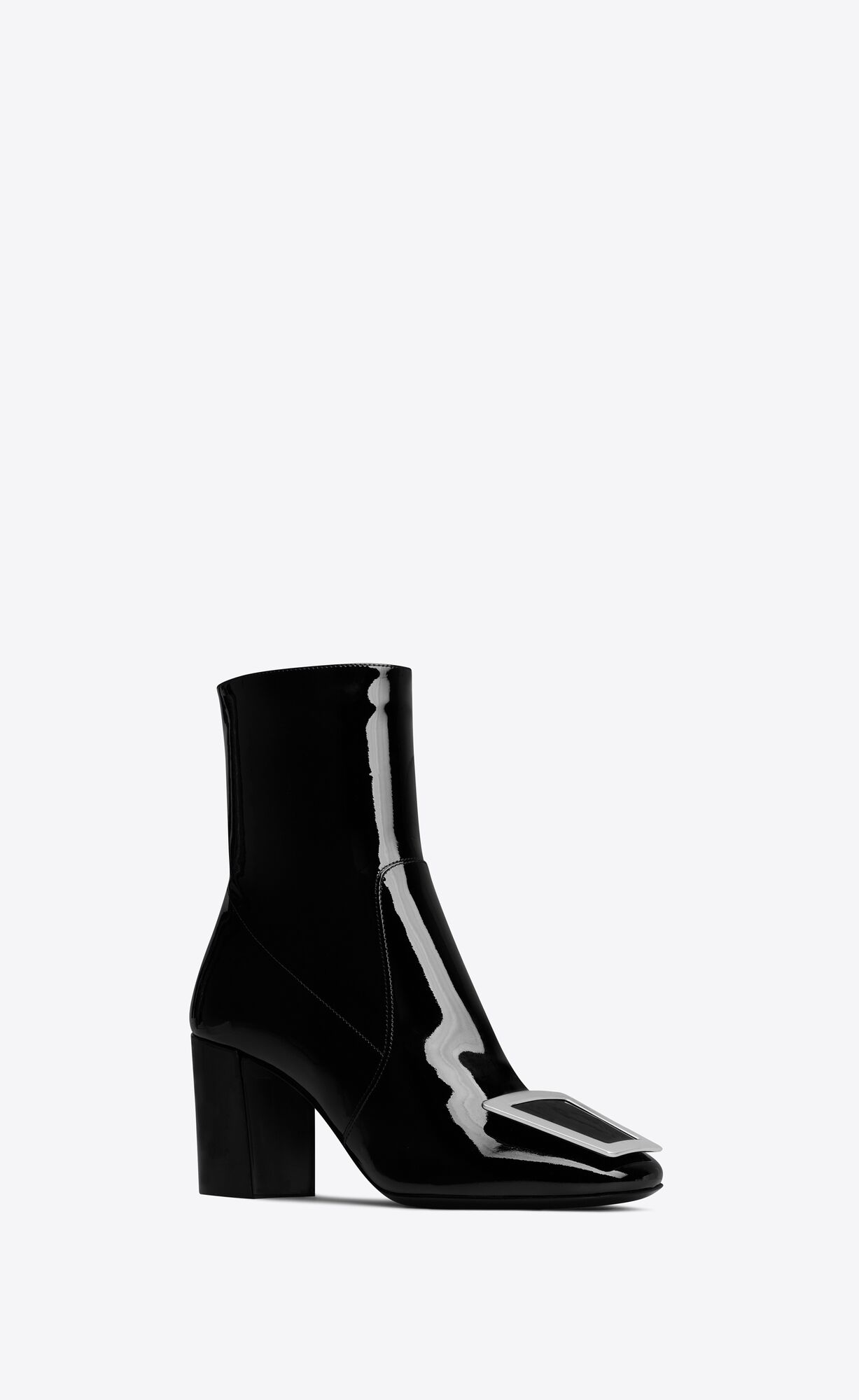 YSL Maxine Booties In Lakovane Kozene Čierne | 29475-DCUB