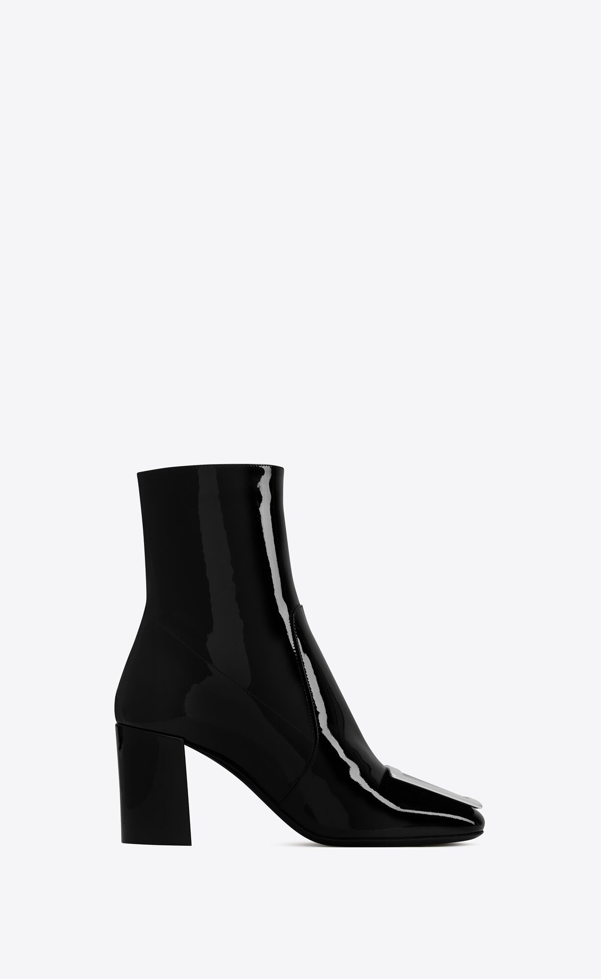 YSL Maxine Booties In Lakovane Kozene Čierne | 29475-DCUB