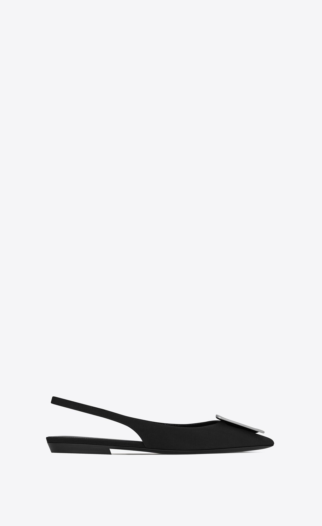 YSL Maxine Slingback Flats In Crepe De Chine Čierne | 01458-EVTO