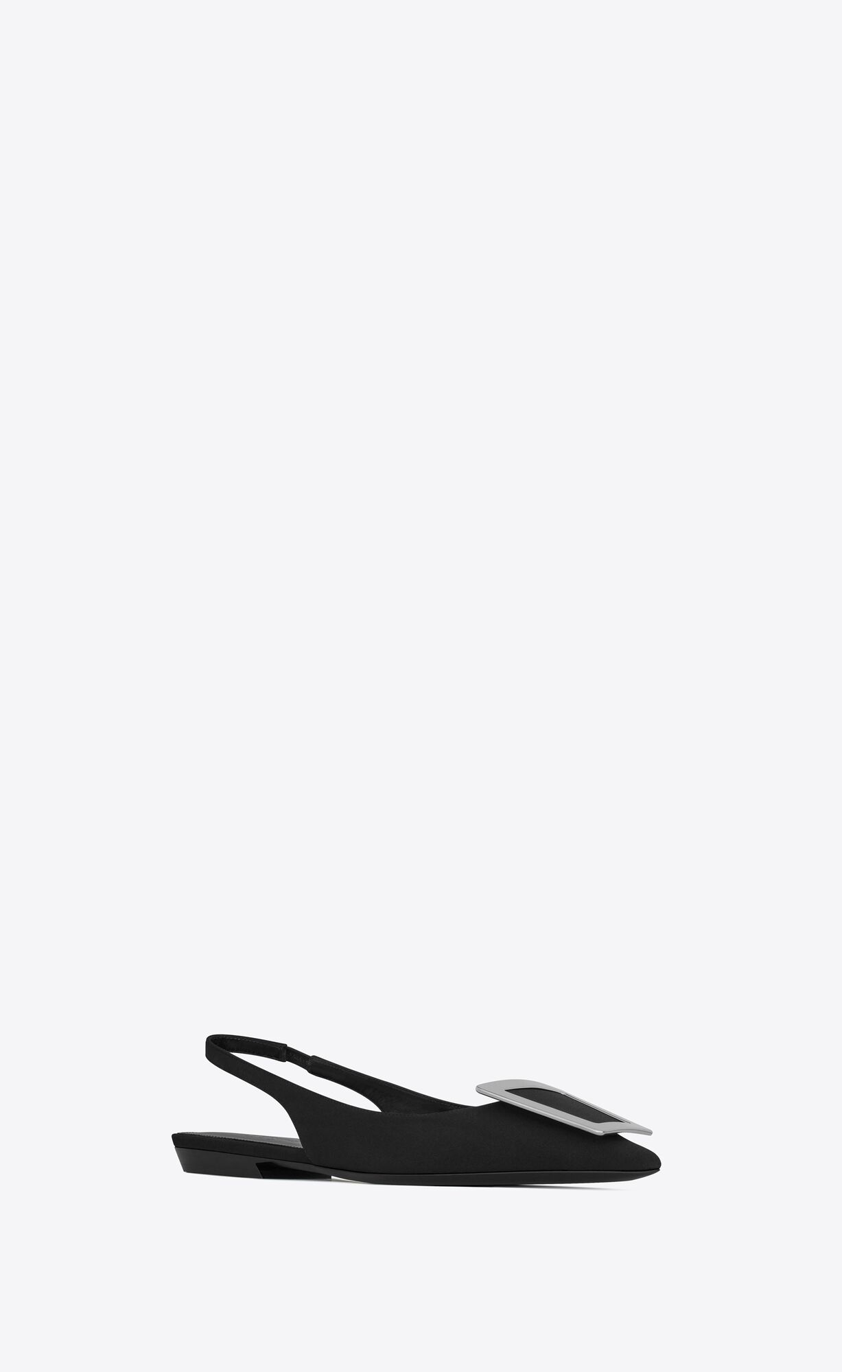 YSL Maxine Slingback Flats In Crepe De Chine Čierne | 01458-EVTO