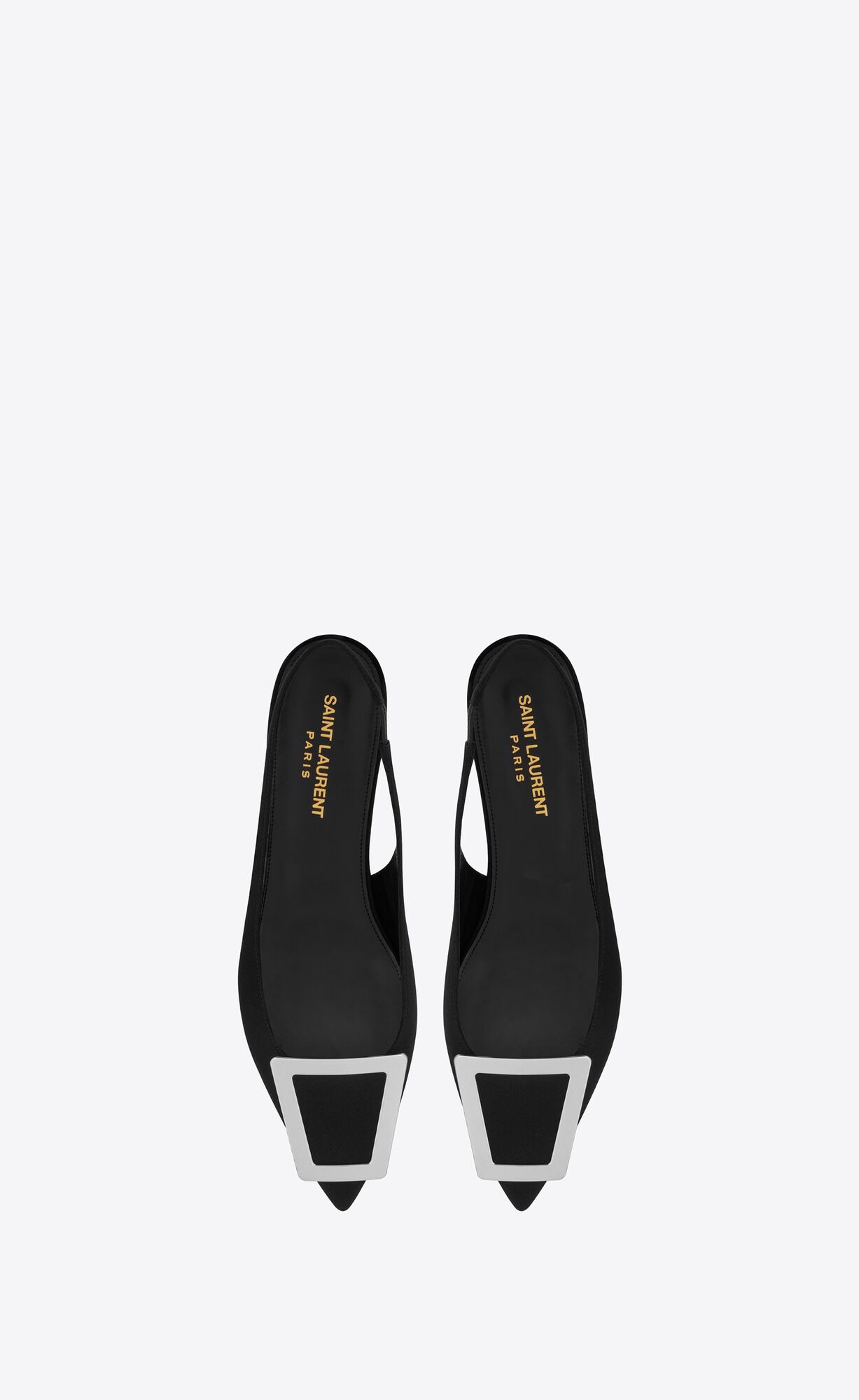 YSL Maxine Slingback Flats In Crepe De Chine Čierne | 01458-EVTO