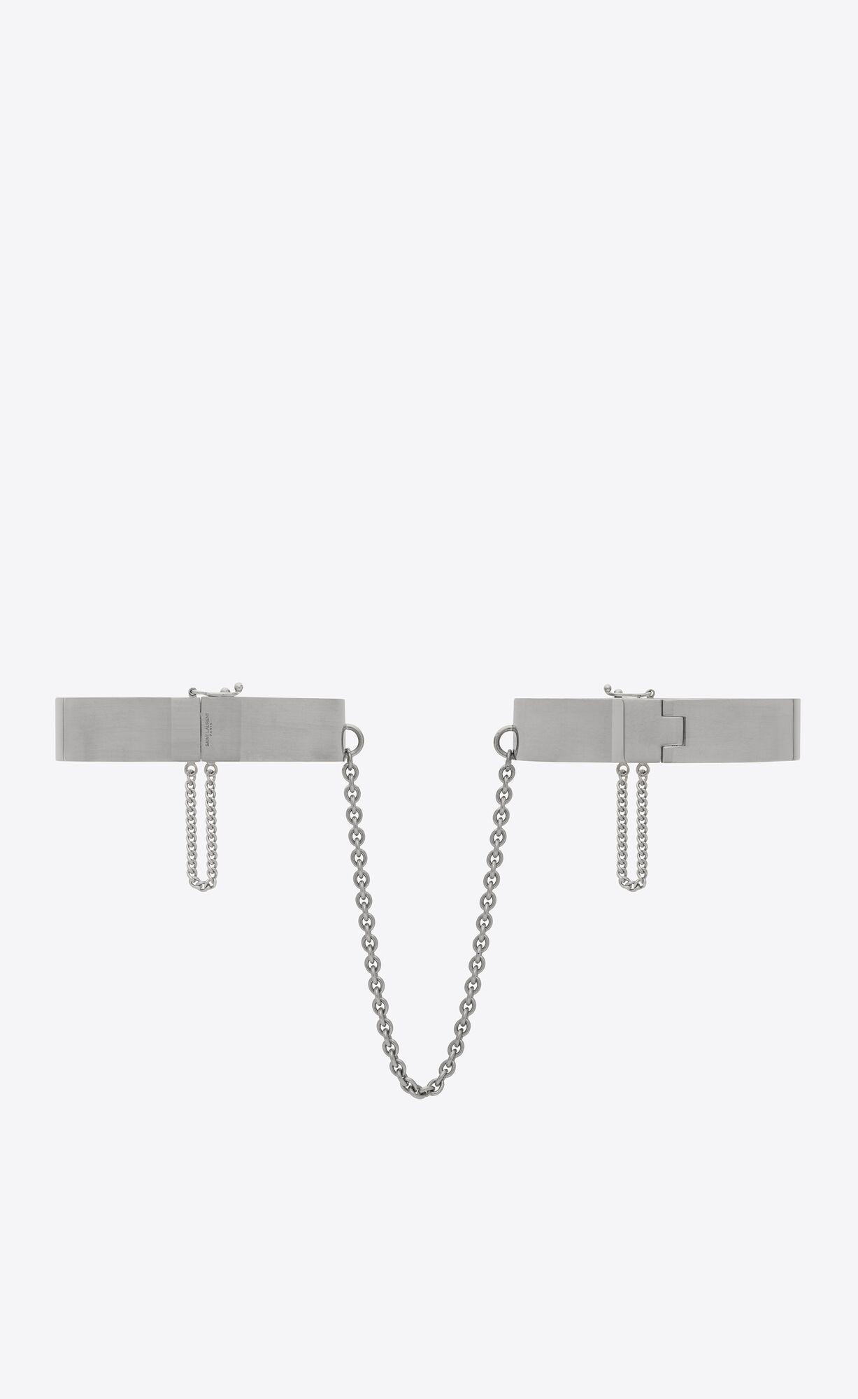 YSL Medium Double Handcuff Bracelets In Metal Palladium | 98143-OCBN