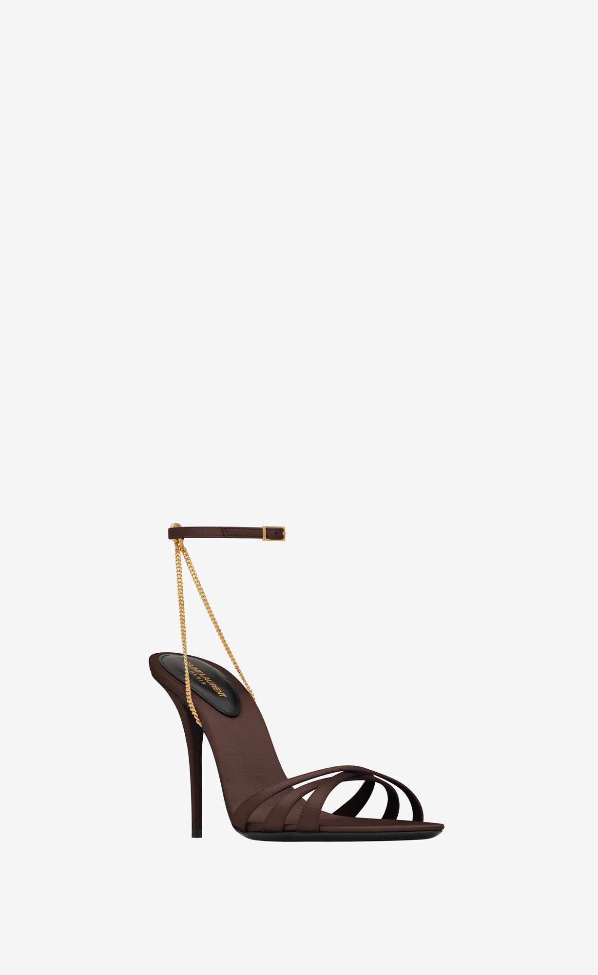 YSL Melody Sandals In Crepe Satin Tmavo Čokoláda | 40573-OANH