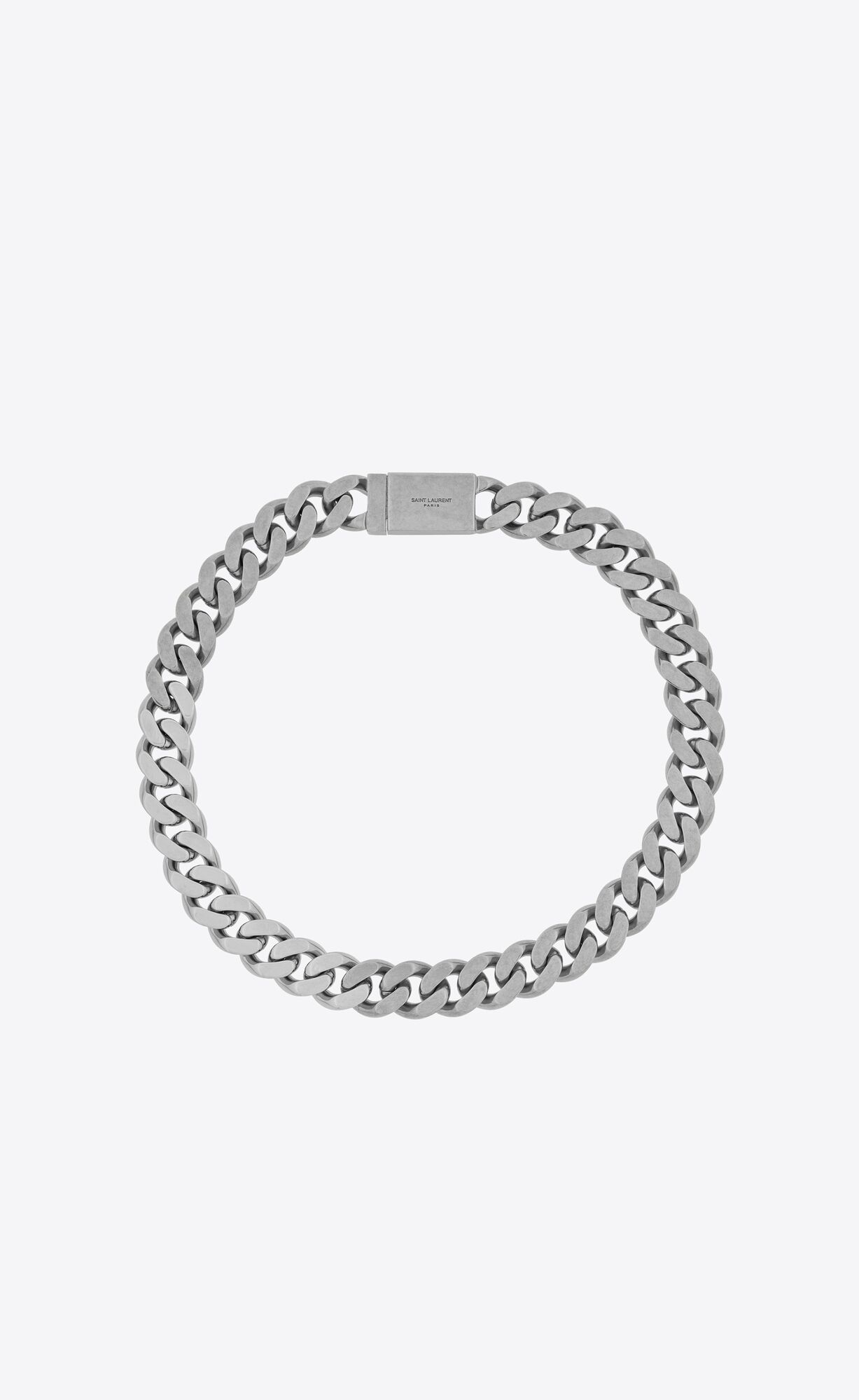 YSL Metal Curb Chain Necklace Strieborne | 62904-HOME