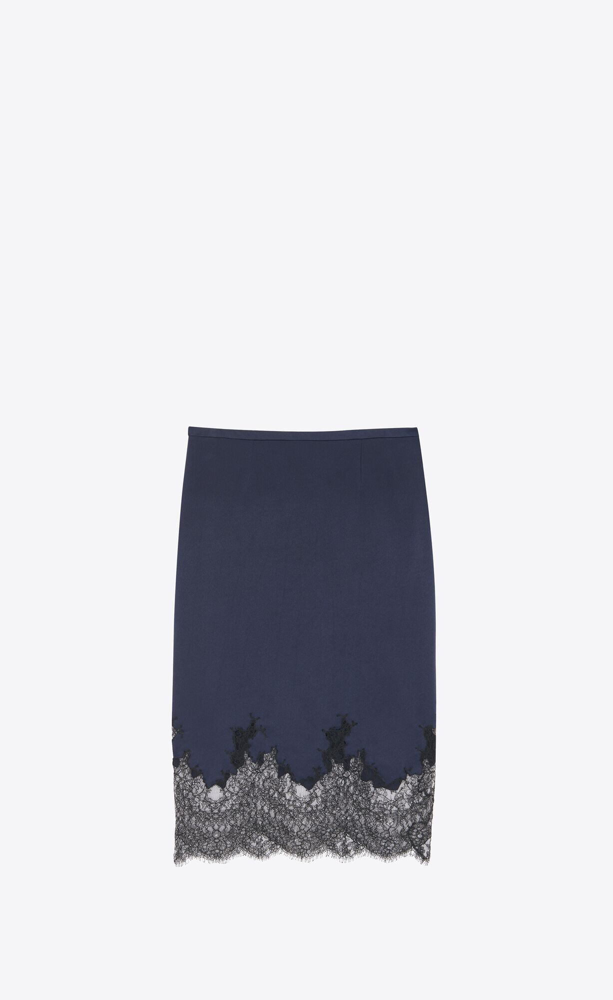 YSL Midi Skirt In Crepe Satin And Cipkovane Námornícka Modrá | 03957-ROUZ