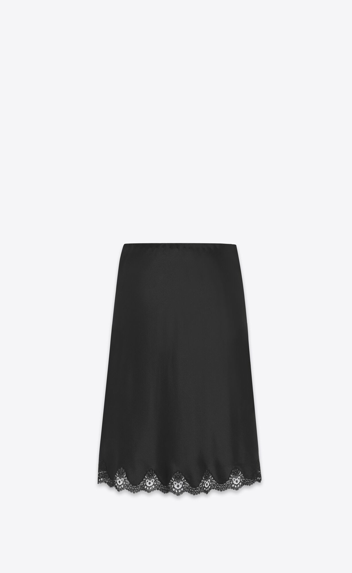 YSL Midi Skirt In Crepe Satin And Cipkovane Čierne | 46182-WMPI