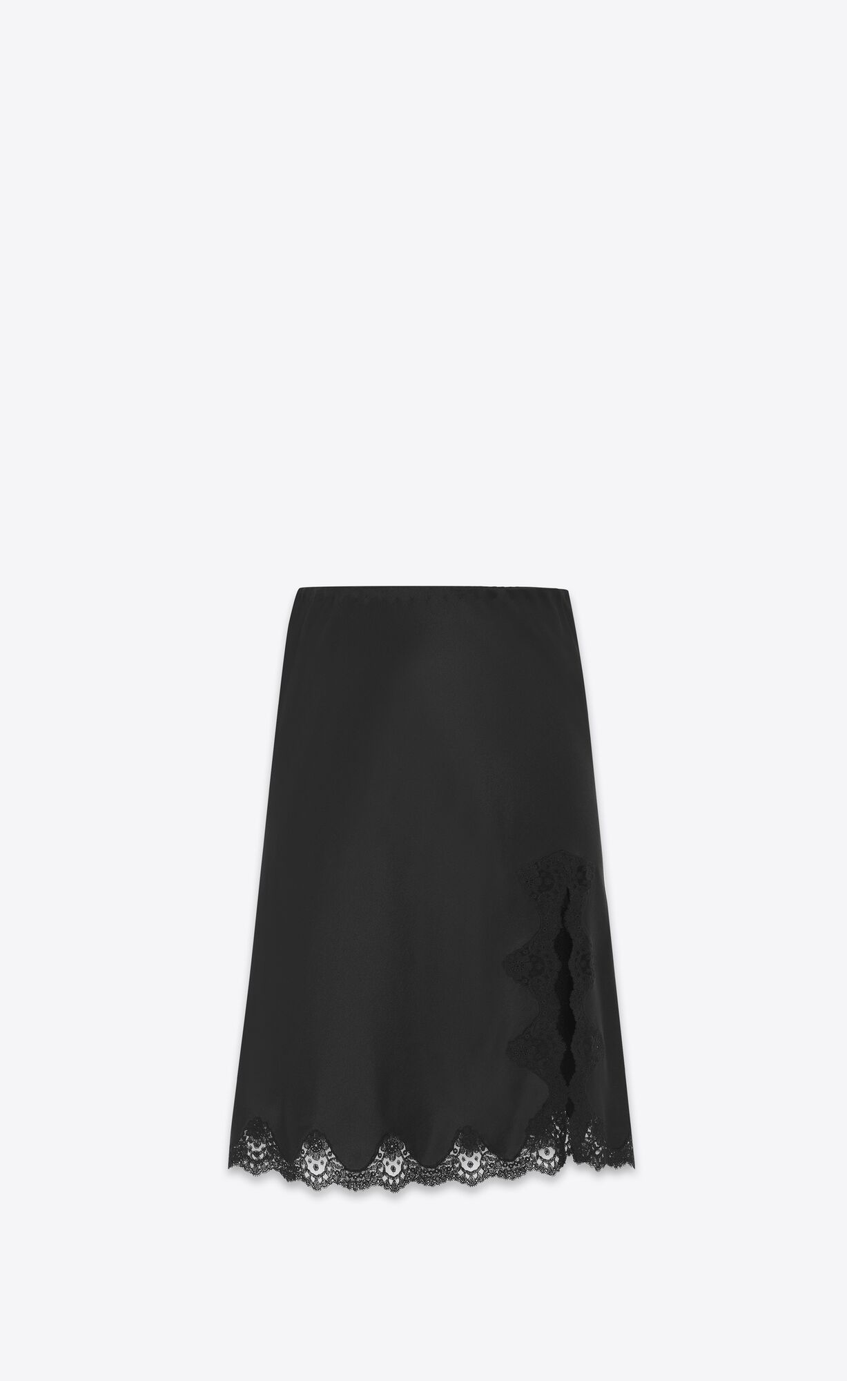 YSL Midi Skirt In Crepe Satin And Cipkovane Čierne | 46182-WMPI