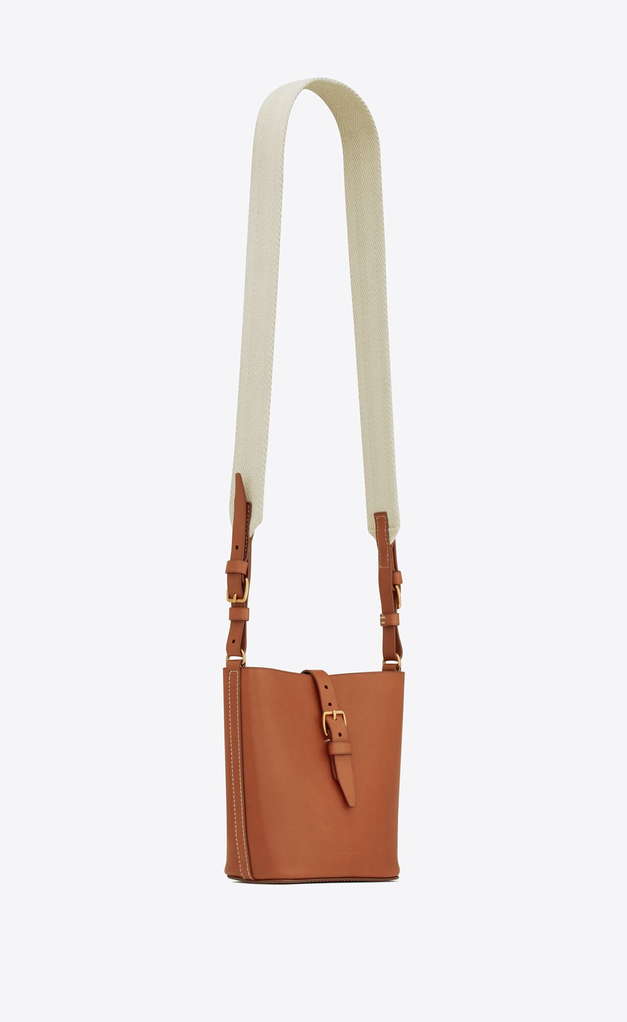 YSL Mini Bucket Bag In Vegetable-tanned Kozene Hnede | 39728-HKLA