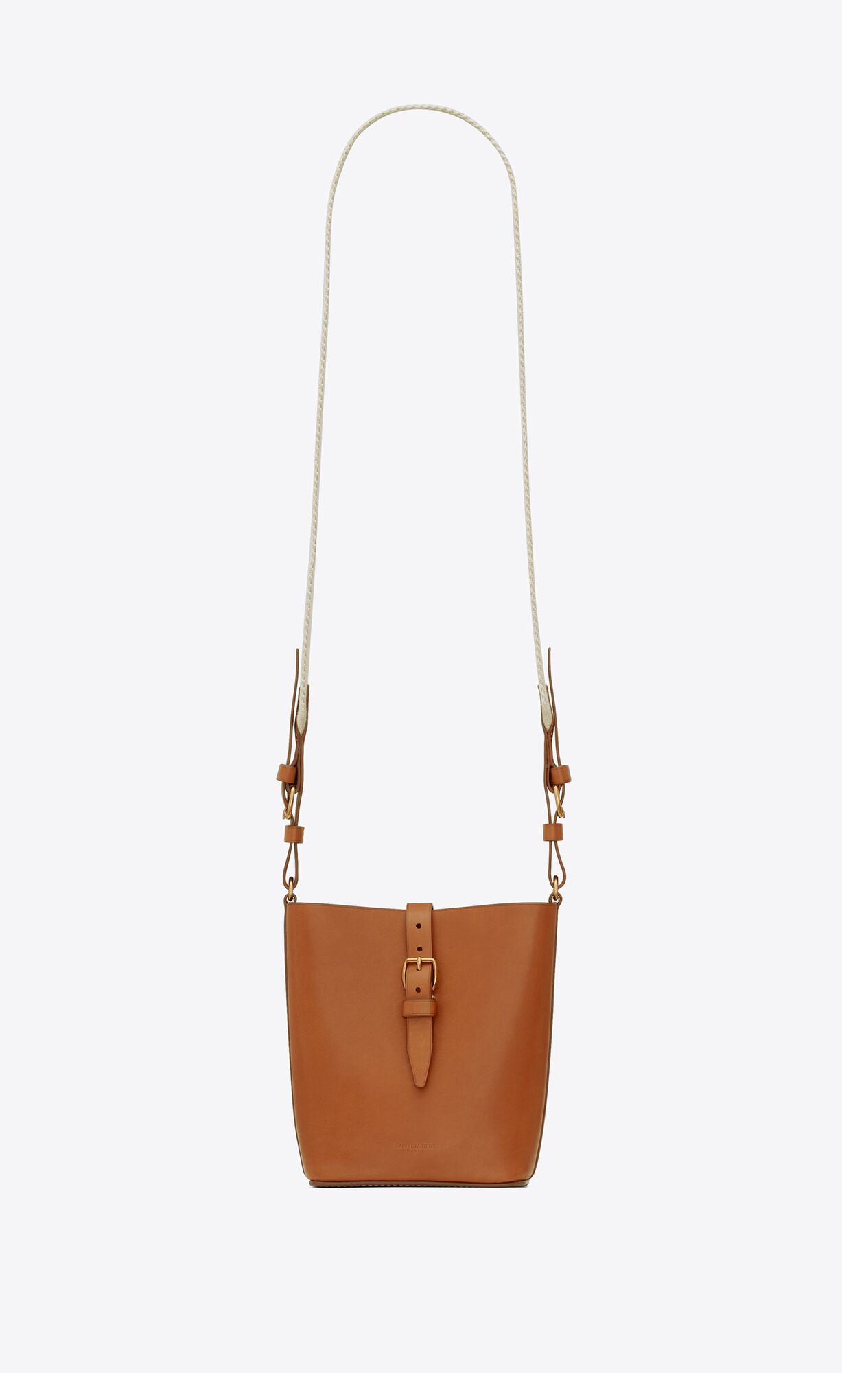 YSL Mini Bucket Bag In Vegetable-tanned Kozene Hnede | 39728-HKLA