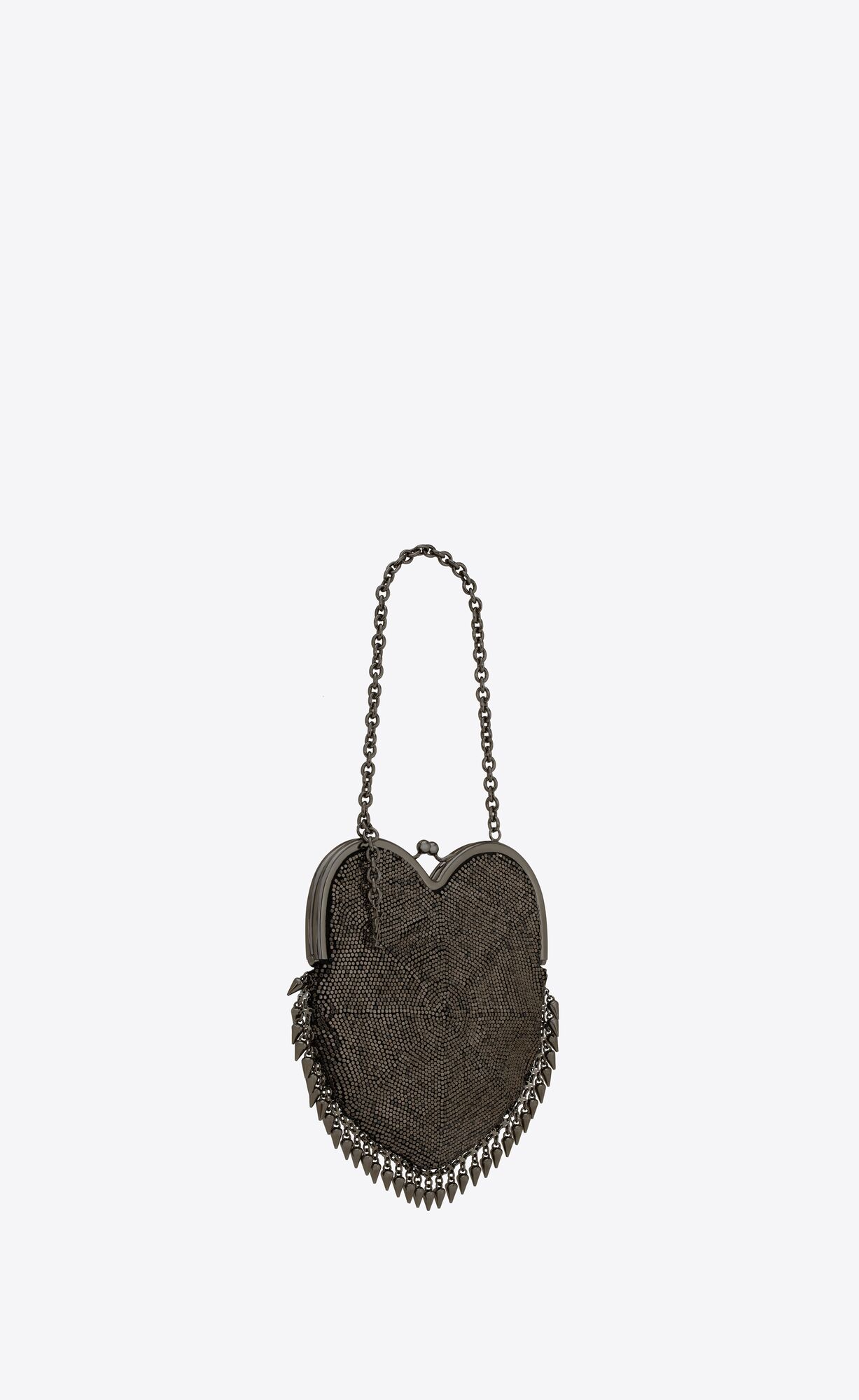 YSL Mini Heart Bag In Metal Mesh Tmavo | 76089-EIDL