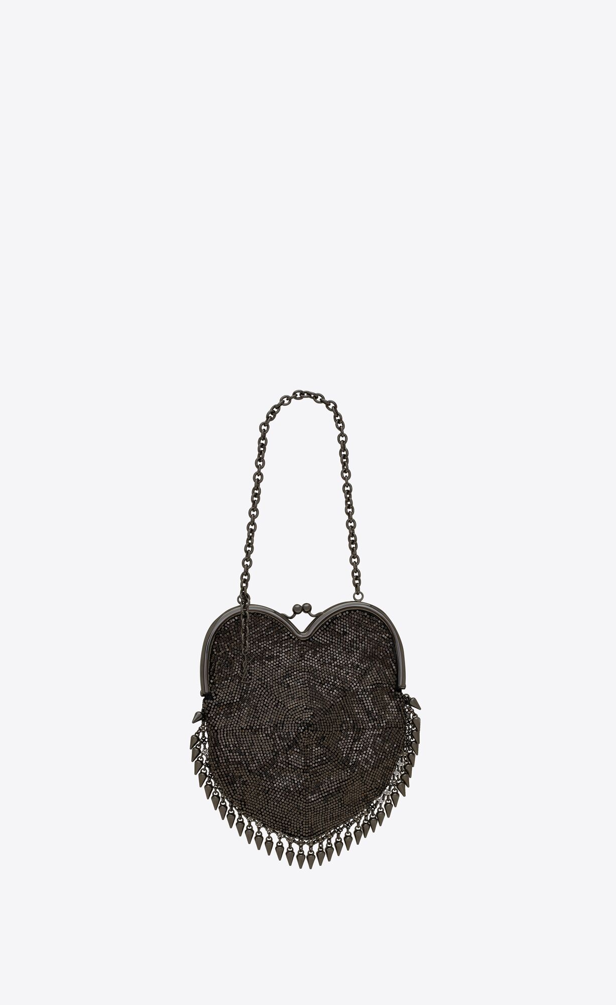 YSL Mini Heart Bag In Metal Mesh Tmavo | 76089-EIDL