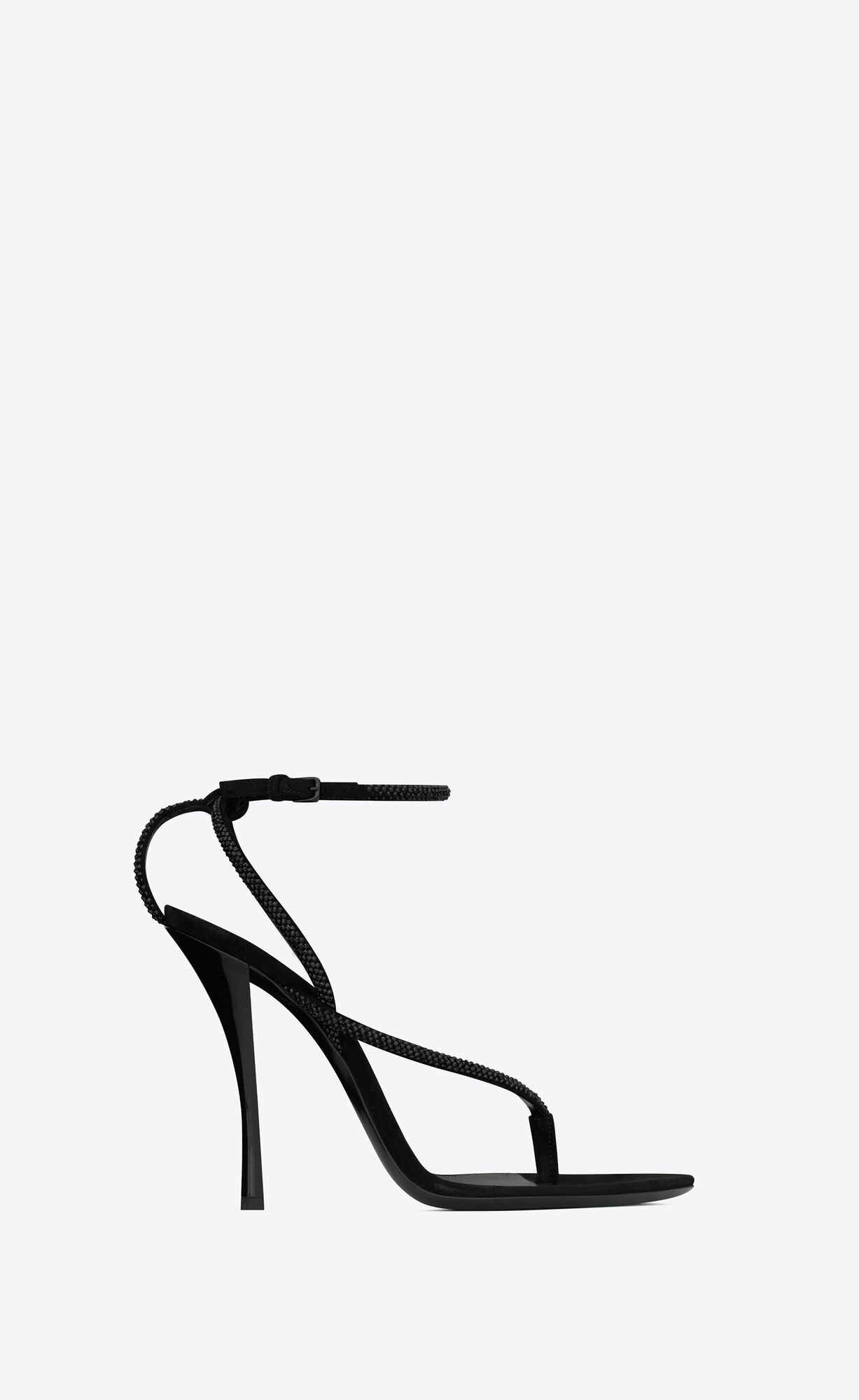 YSL Nadja Sandals In Semisove And Rhinestones Čierne | 36915-TVLA