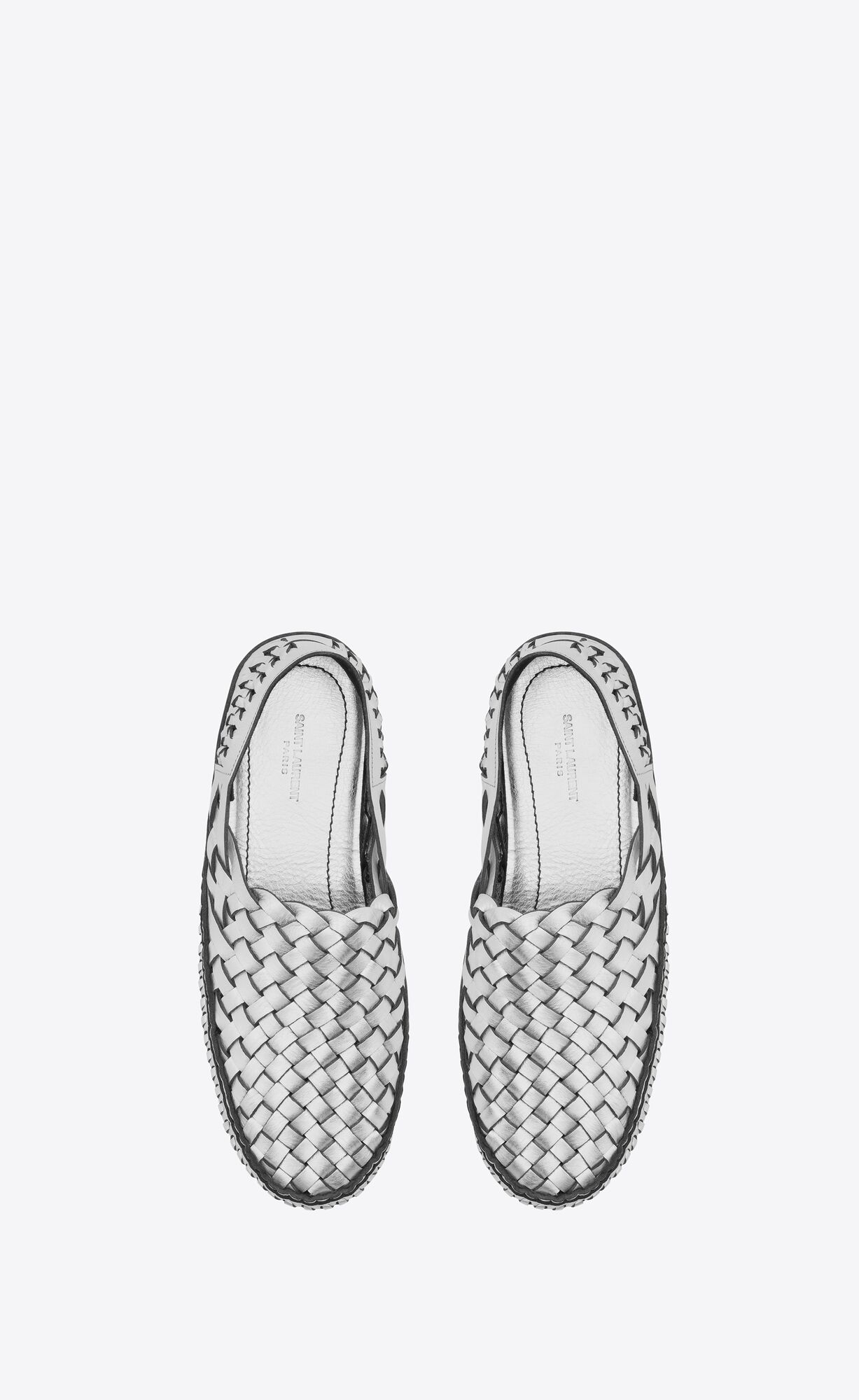 YSL Neil Slippers In Metallized Kozene Argent | 36074-UAMY