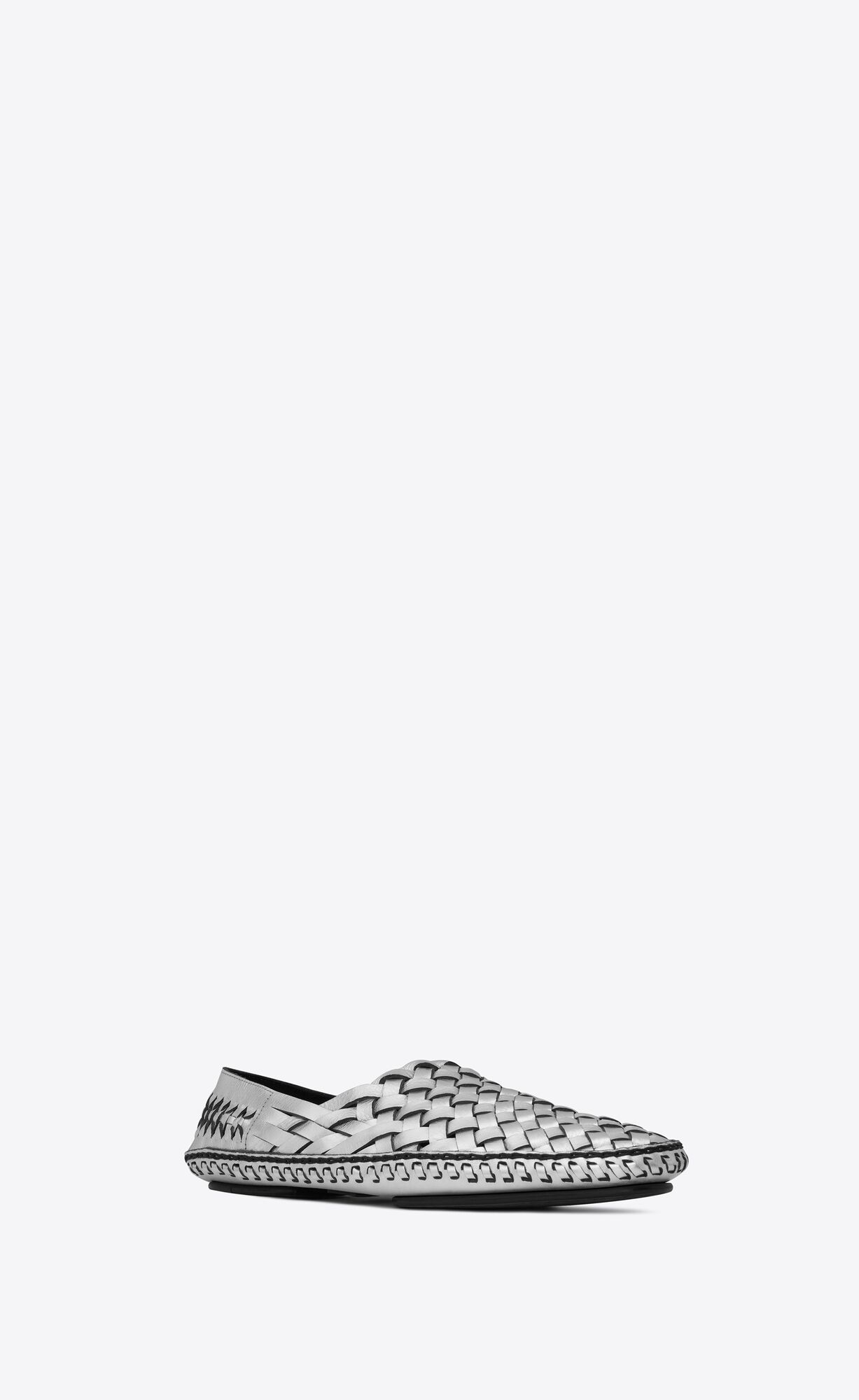 YSL Neil Slippers In Metallized Kozene Argent | 36074-UAMY