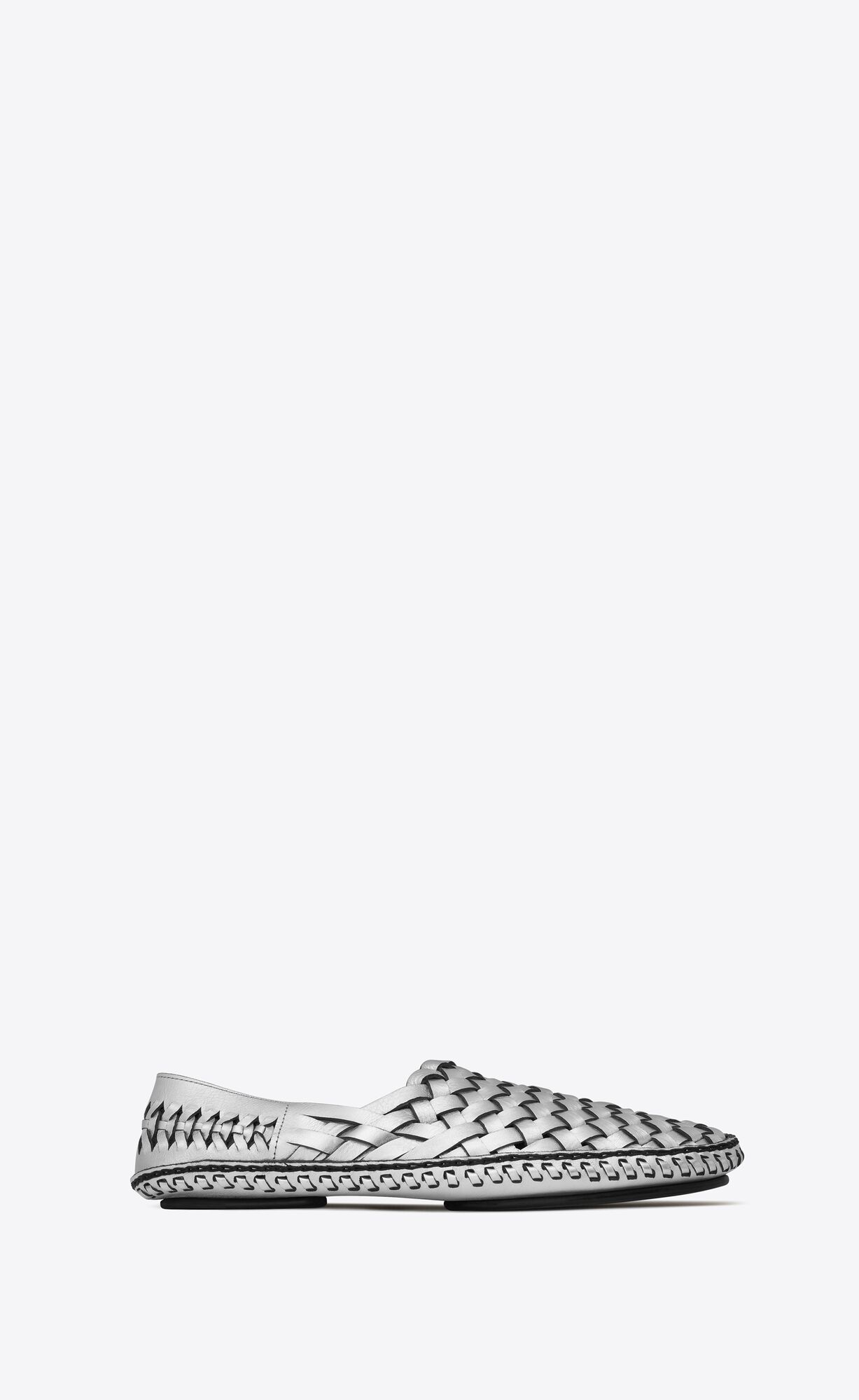 YSL Neil Slippers In Metallized Kozene Argent | 36074-UAMY