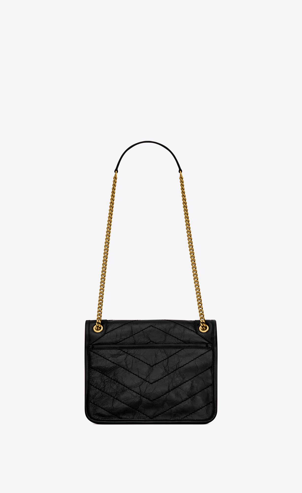 YSL Niki Baby Chain Bag In Crinkled Vintage Kozene Noir | 58270-AGXT