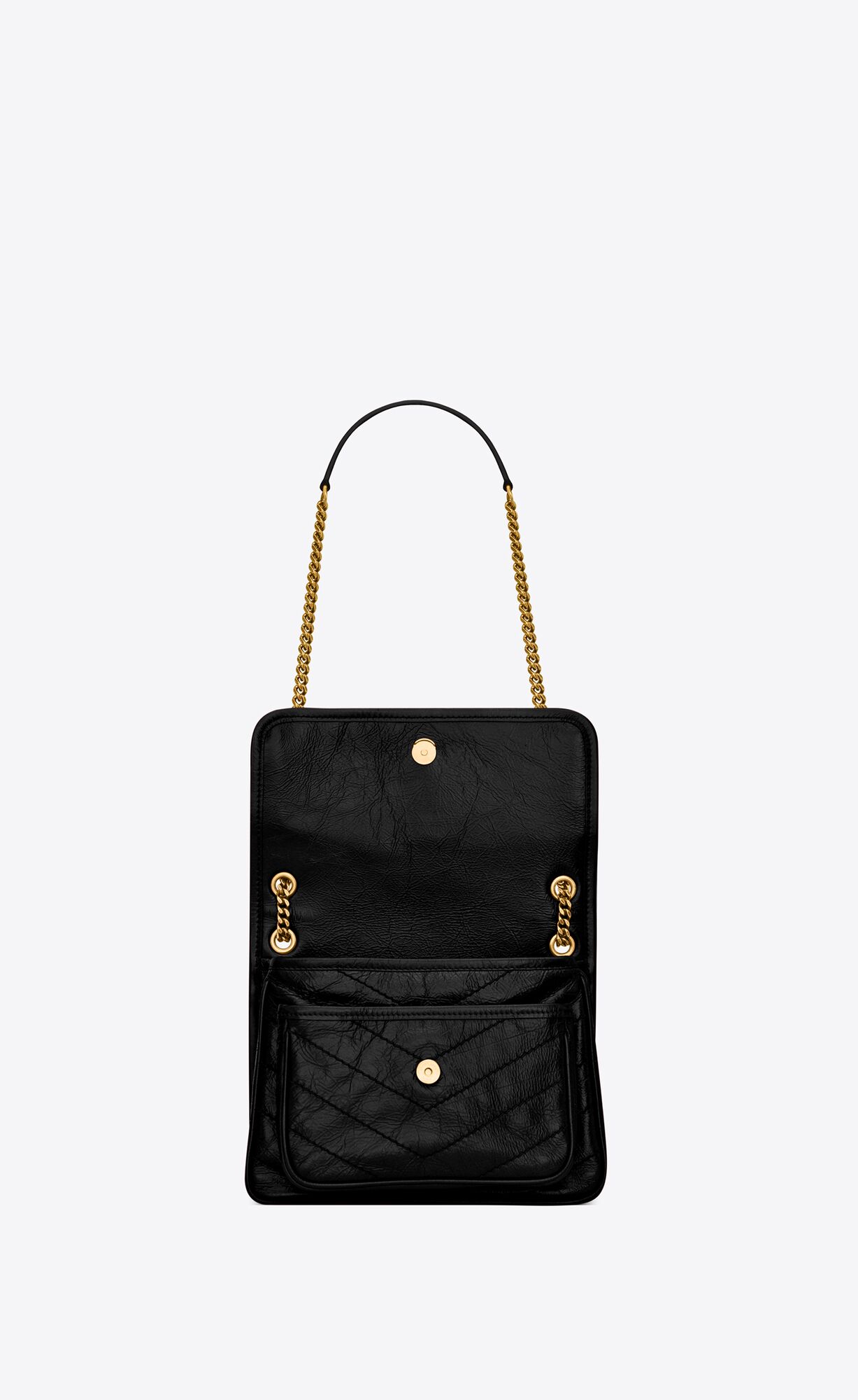 YSL Niki Baby Chain Bag In Crinkled Vintage Kozene Noir | 58270-AGXT