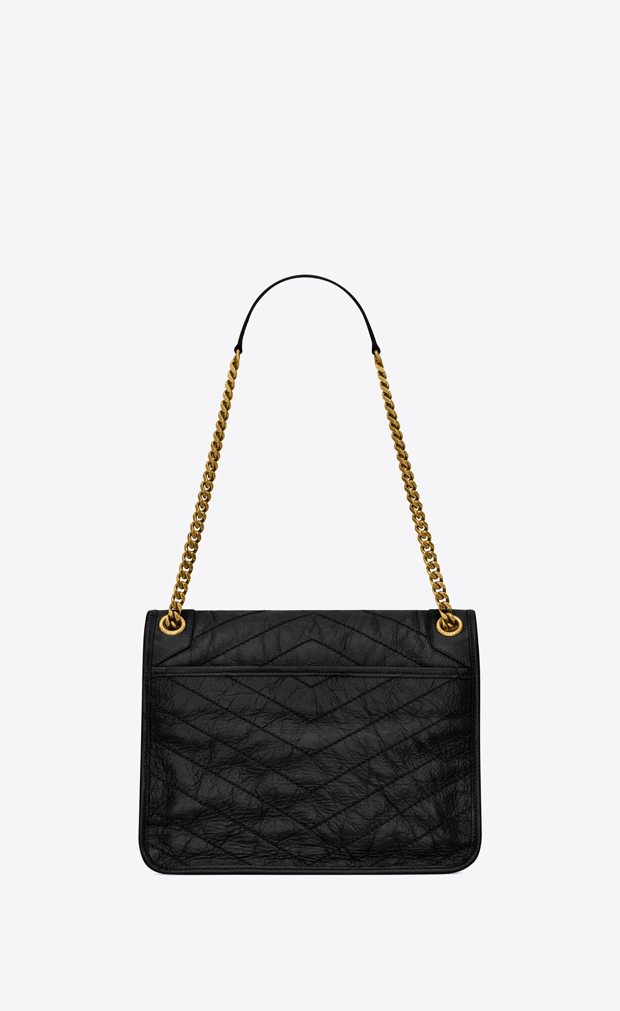 YSL Niki Medium Chain Bag In Crinkled Vintage Kozene Noir | 42613-IHFU