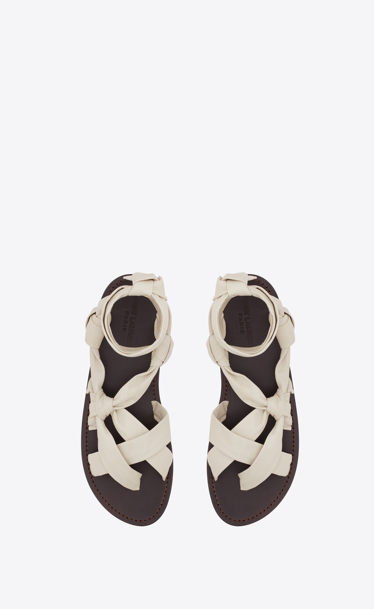 YSL Nolan Sandals In Smooth Kozene Pearl | 34785-TNQP