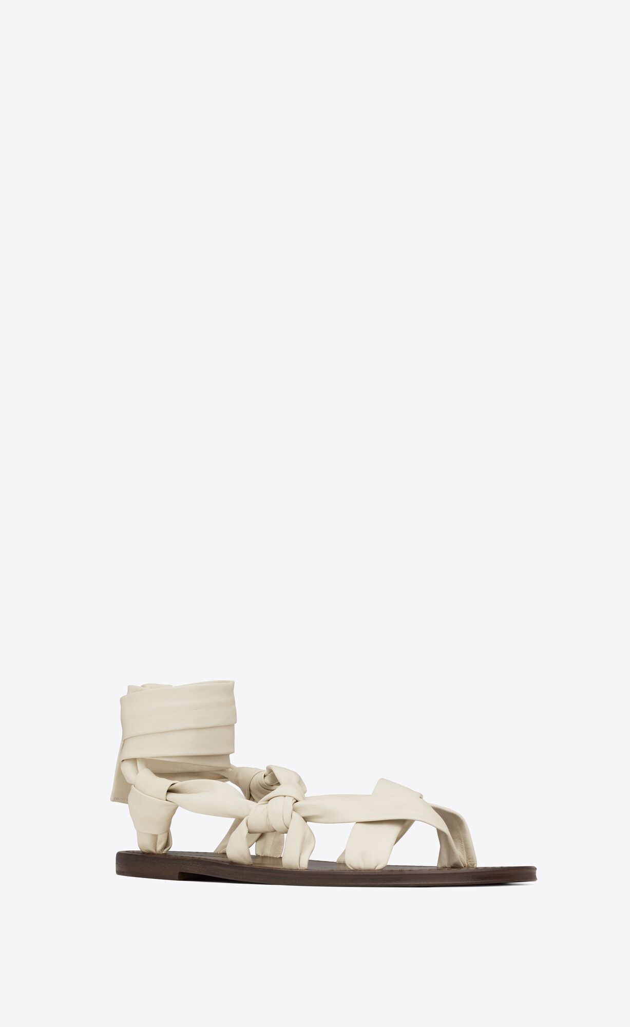 YSL Nolan Sandals In Smooth Kozene Pearl | 34785-TNQP