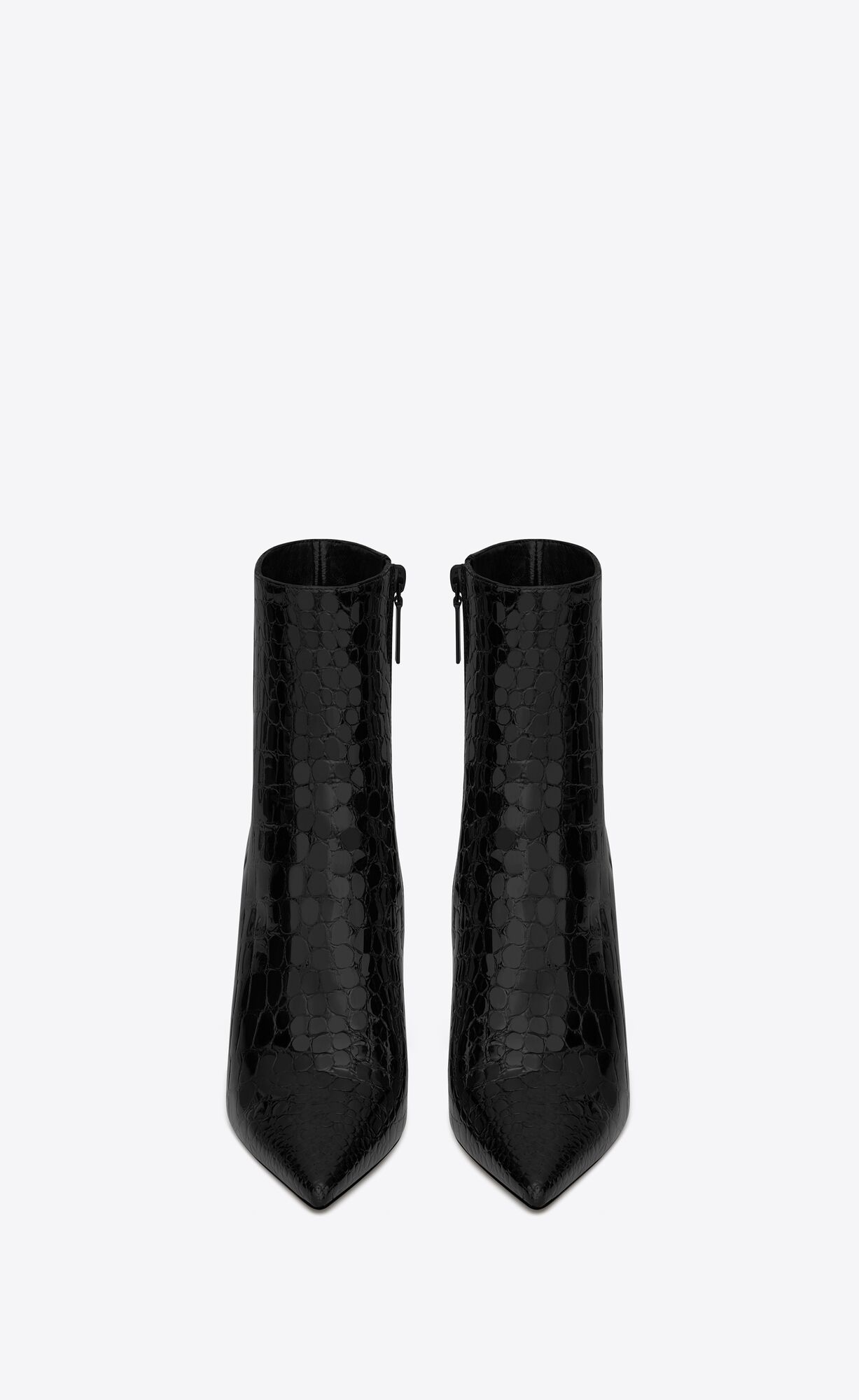 YSL Opyum Booties In Alligator-embossed Lakovane Kozene Čierne | 18257-TFKB