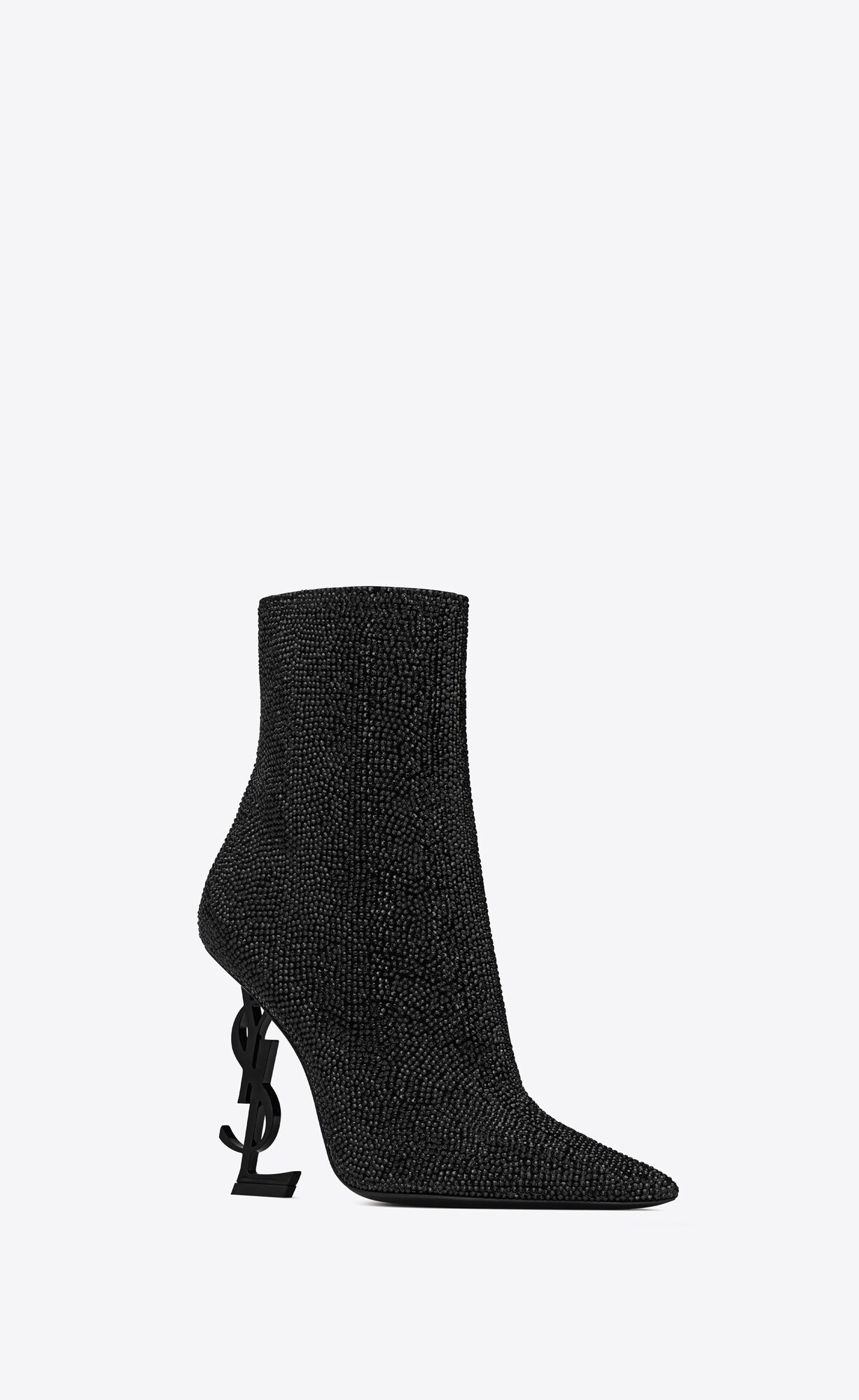 YSL Opyum Booties In Semisove And Rhinestone Čierne | 37581-QYDT