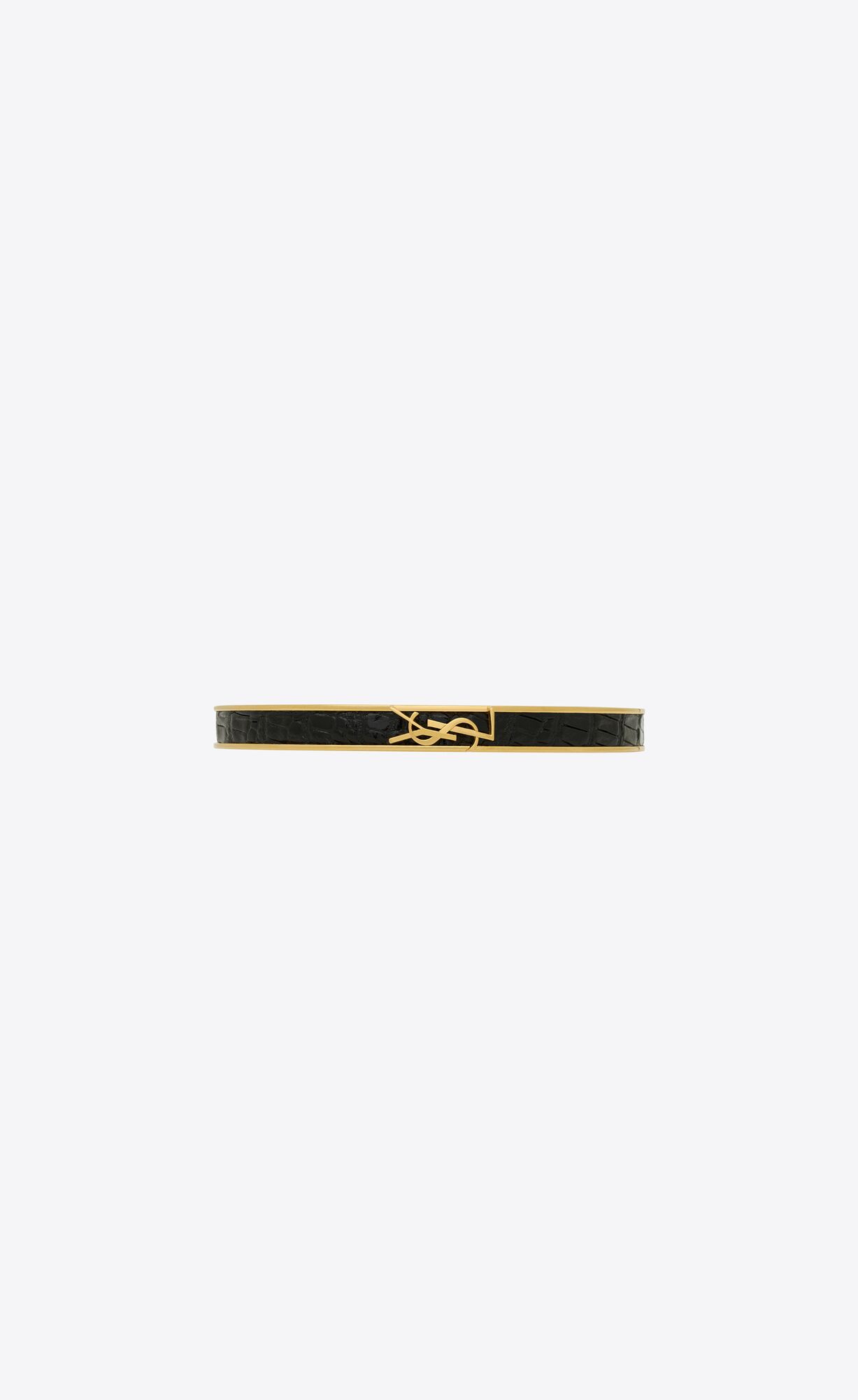 YSL Opyum Bracelet In Lizard-embossed Kozene And Metal Čierne | 06719-IZKF