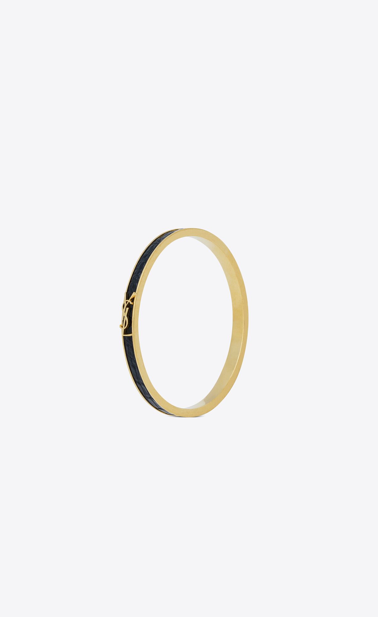 YSL Opyum Bracelet In Lizard-embossed Kozene And Metal Čierne | 06719-IZKF