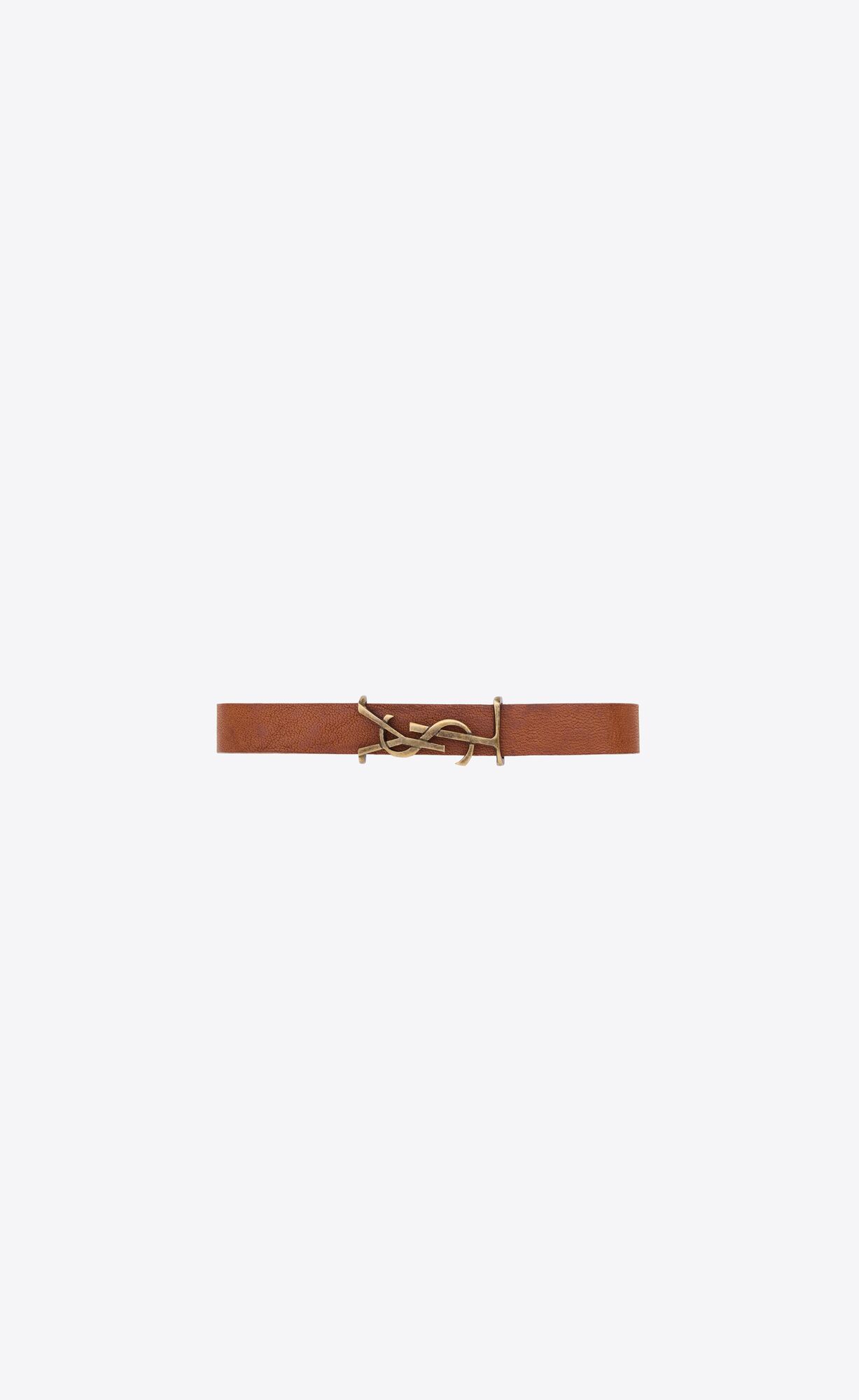 YSL Opyum Bracelet In Smooth Vegetable-tanned Kozene And Metal Hnede Zlate | 07612-EZIU